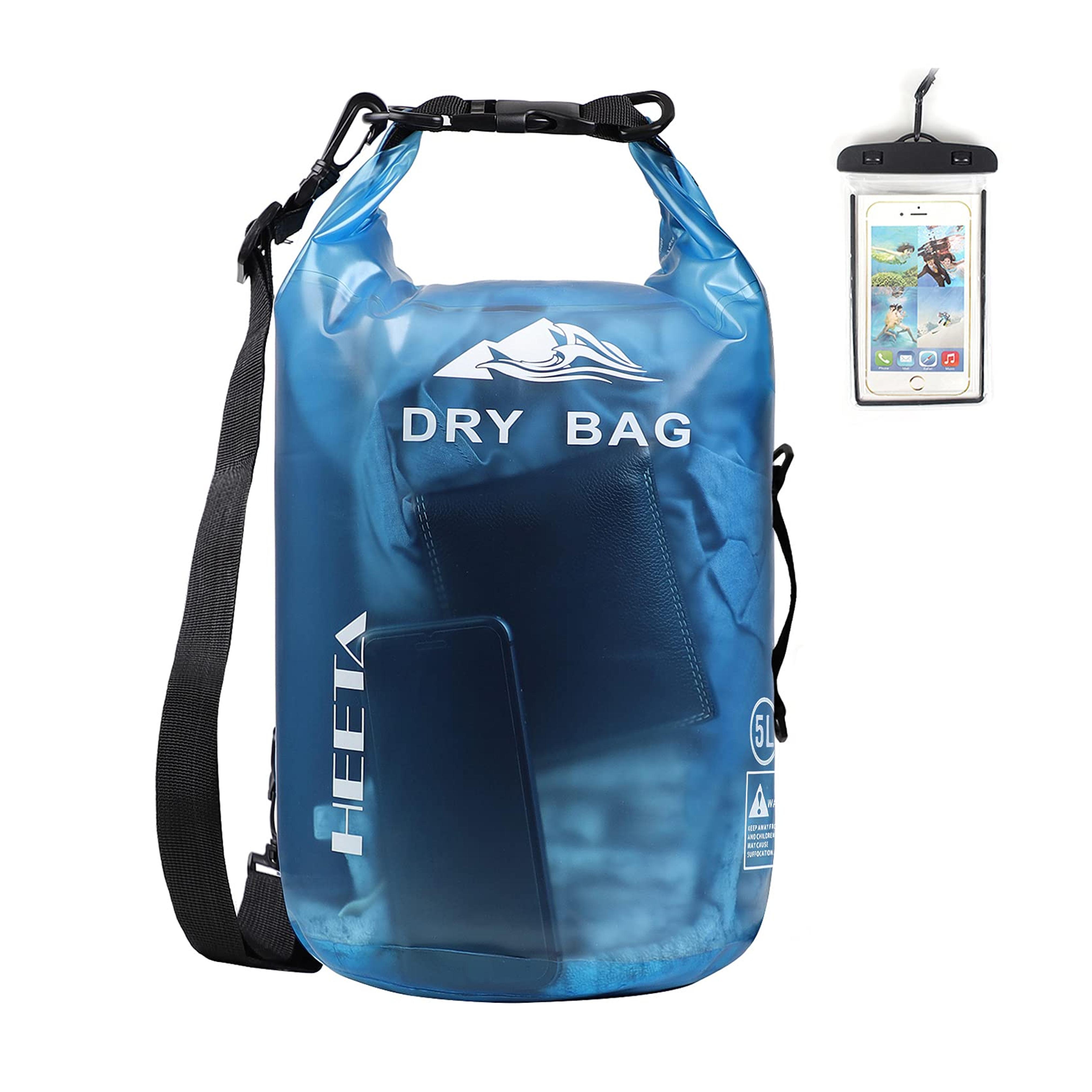 HEETA Waterproof Dry Bag for Women Men, 5L/10L/20L/30L/40L Roll Top Lightweight Dry Storage Bag Backpack with Phone Case for Travel, Swimming, Boating, Kayaking, Camping and Beach