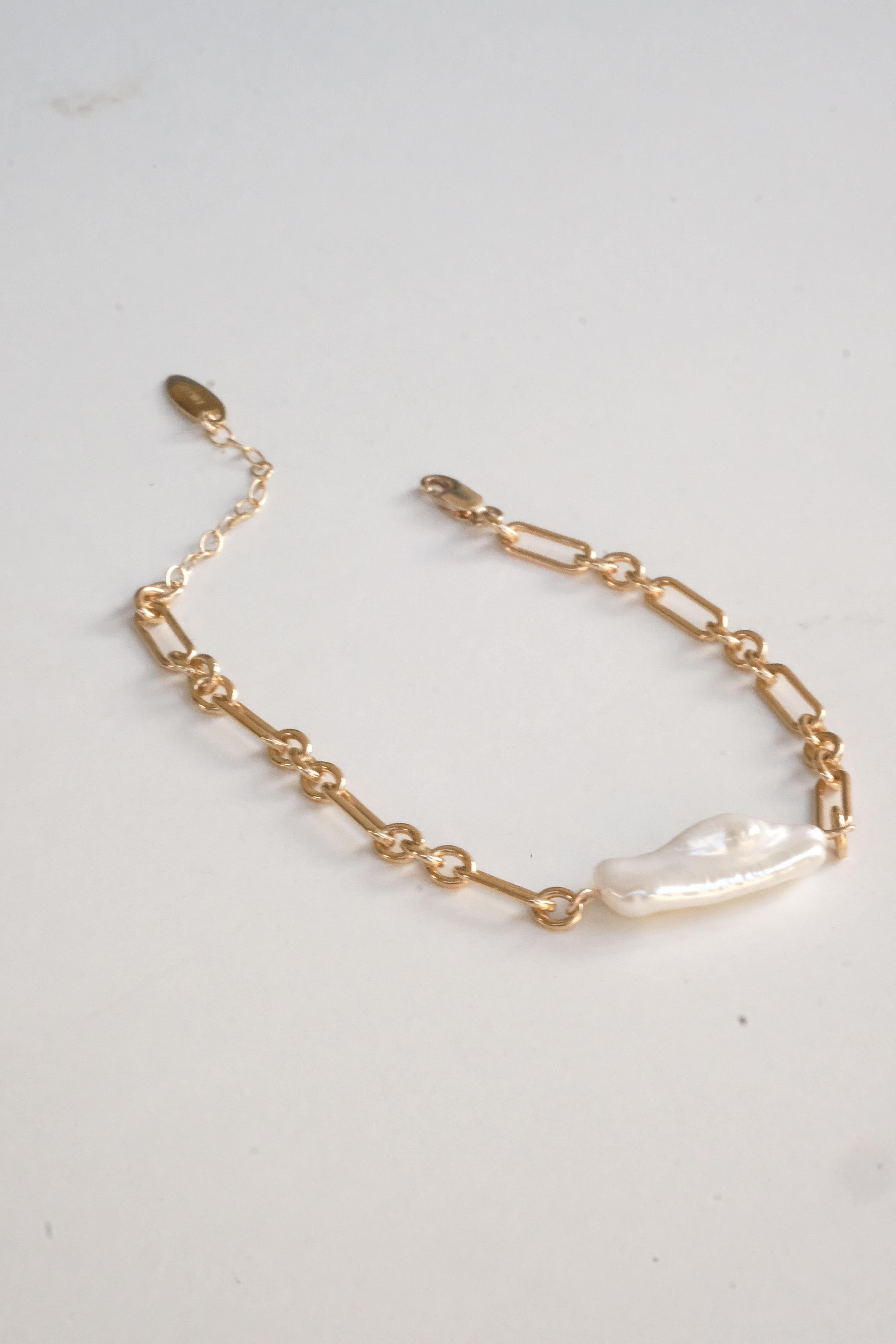 Chunky Gold Filled Chain Pearl Bracelet Boho Wedding Jewelry - Etsy