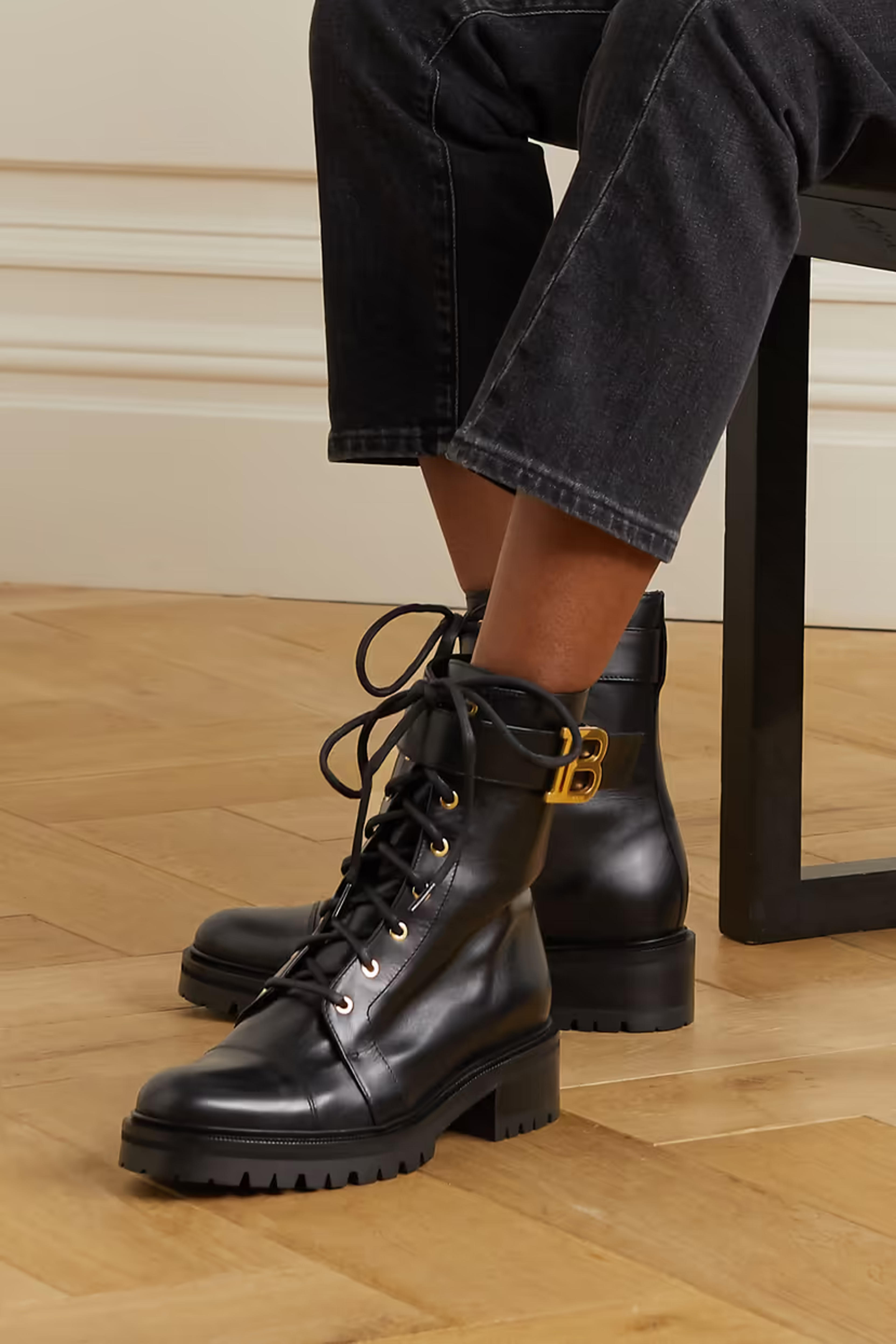 Black Ranger lace-up leather boots | BALMAIN | NET-A-PORTER