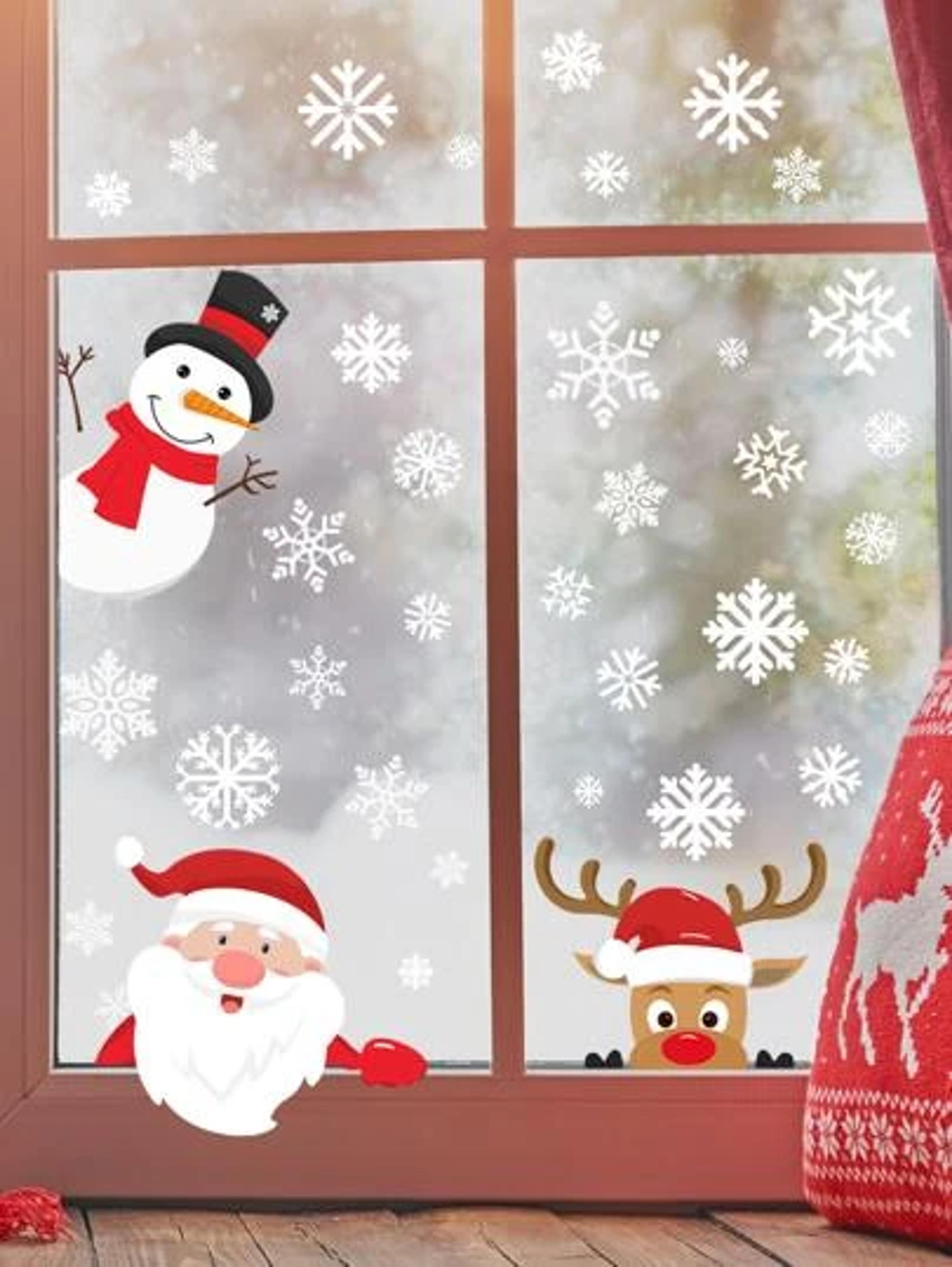 2pcs Christmas Snowman & Santa Claus Pattern Wall Sticker | SHEIN USA