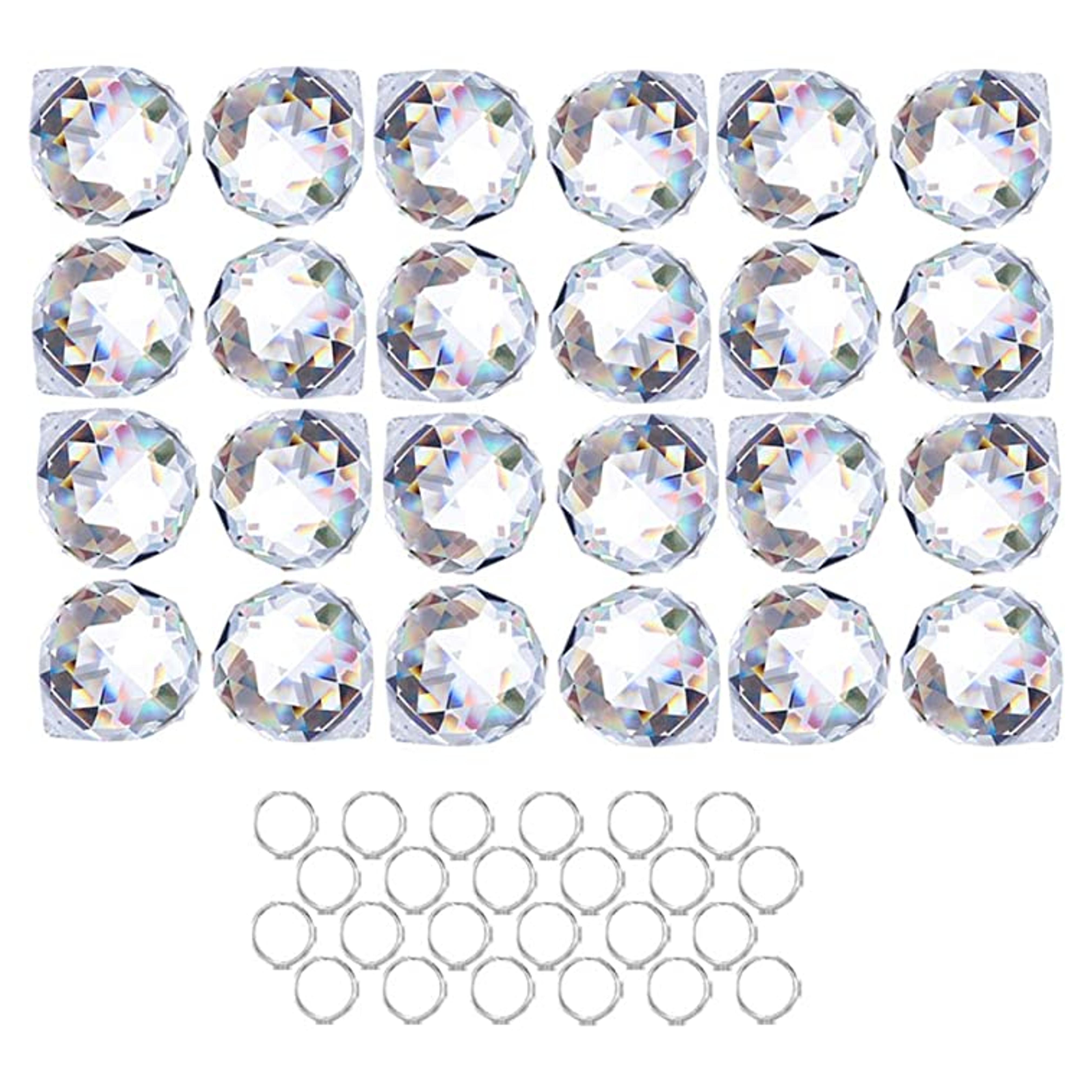 Crystalsuncatcher 24pcs Clear Crystal Ball Prism Suncatcher Rainbow Pendants Maker, Hanging Crystals Prisms for Windows,20mm