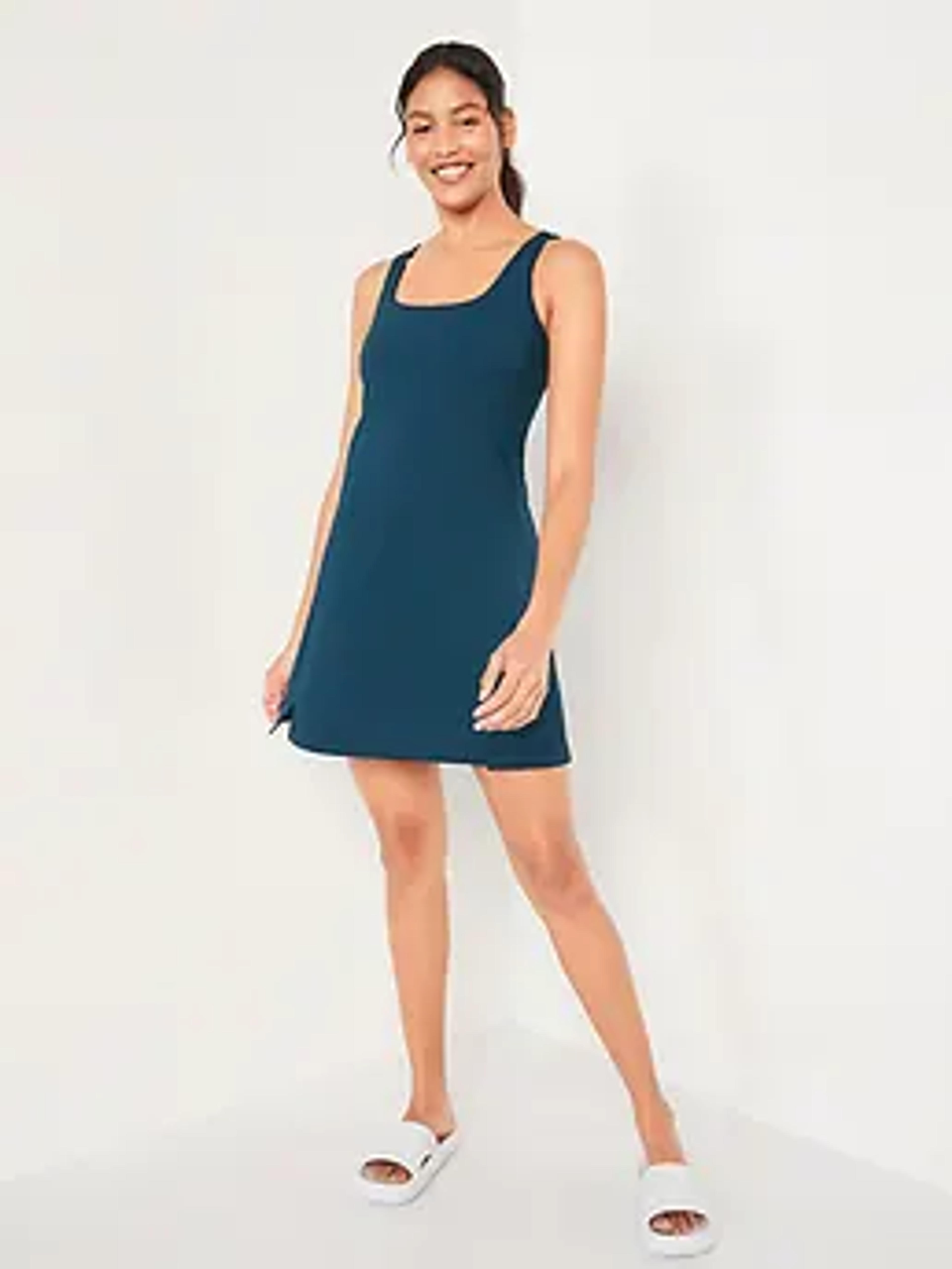 PowerSoft Sleeveless Shelf-Bra Support Dress for Women