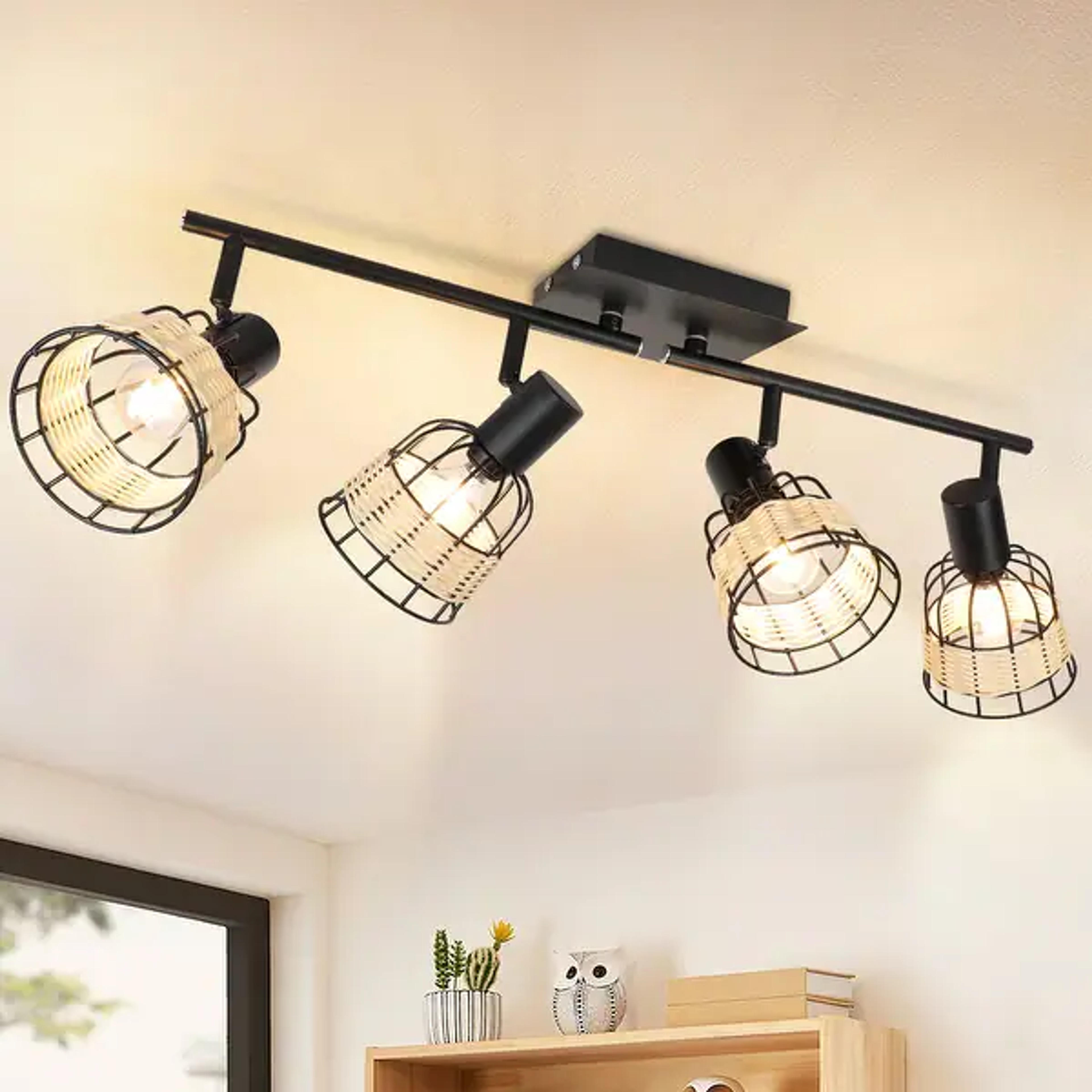 Depuley Track Ceiling Spotlight Rattan Caged Wall Light Fixture for Kitchen Island/Living Room/Bedroom - On Sale - Bed Bath & Beyond - 37398758