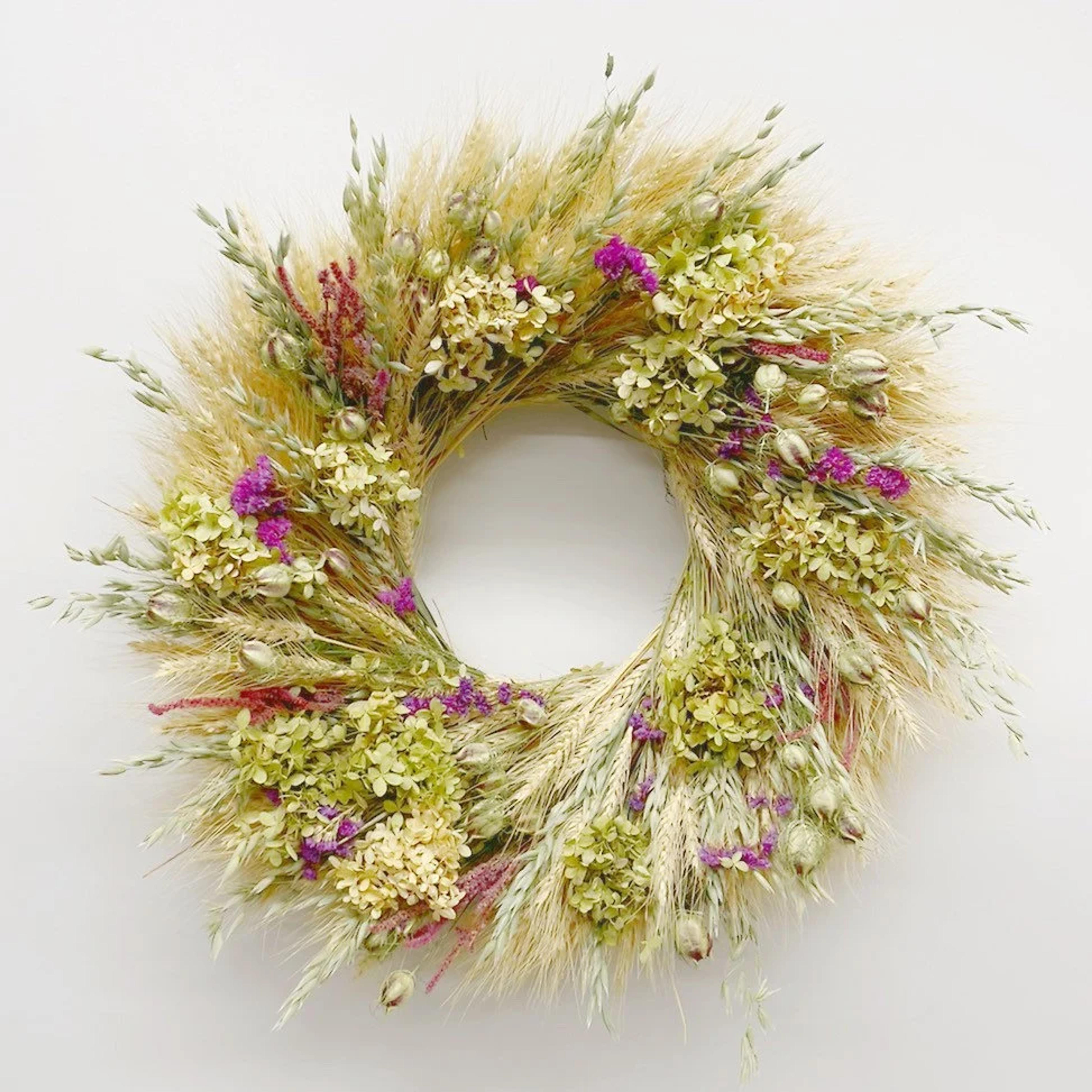 Vancortlandt Farms Natural Dried Flower Handmade Limelight Spring Wreath - Etsy