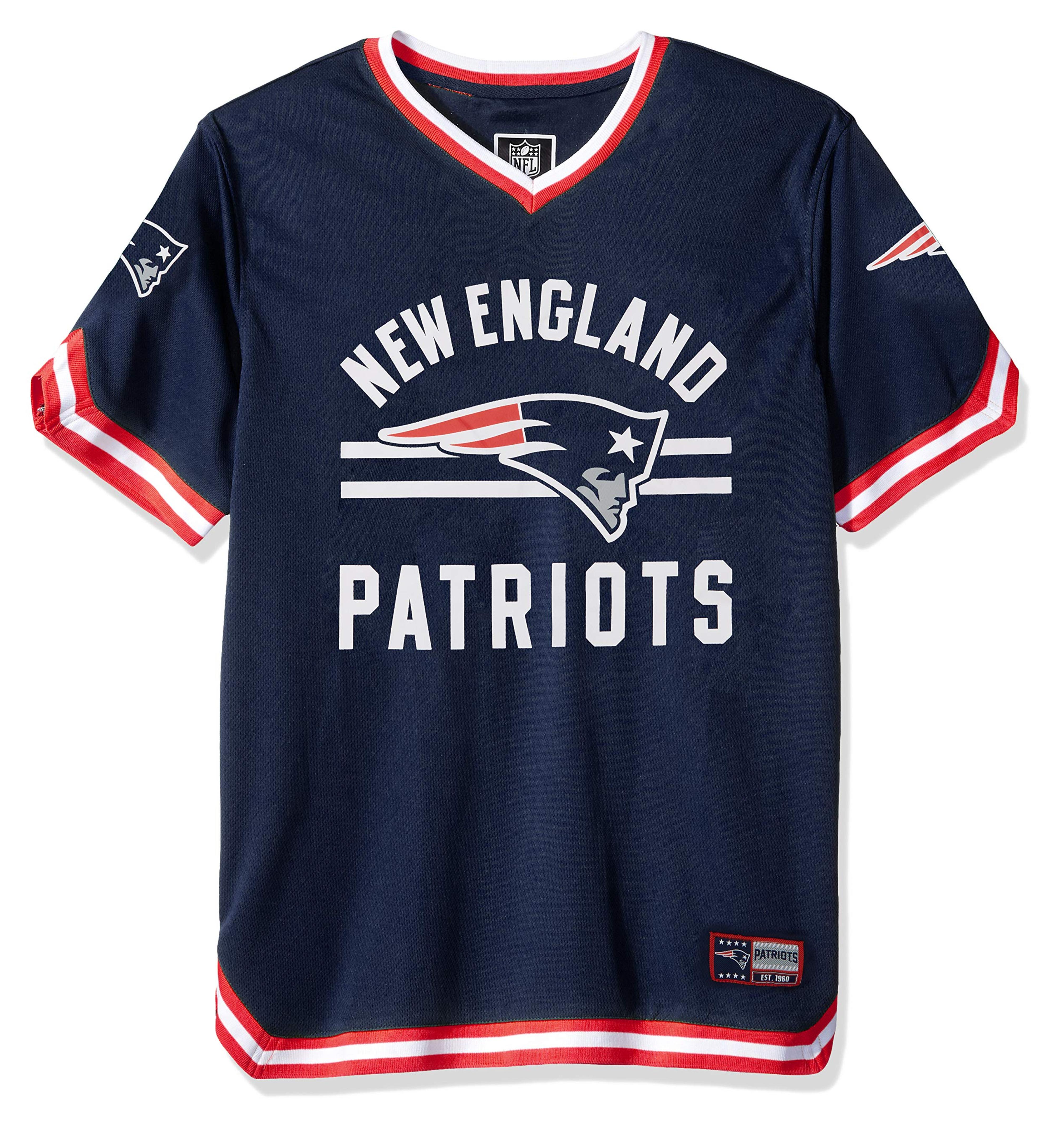 Amazon.com : Ultra Game NFL New England Patriots Mens Standard Jersey V-Neck Mesh Stripe Tee Shirt, Team Color, Small : Sports & Outdoors