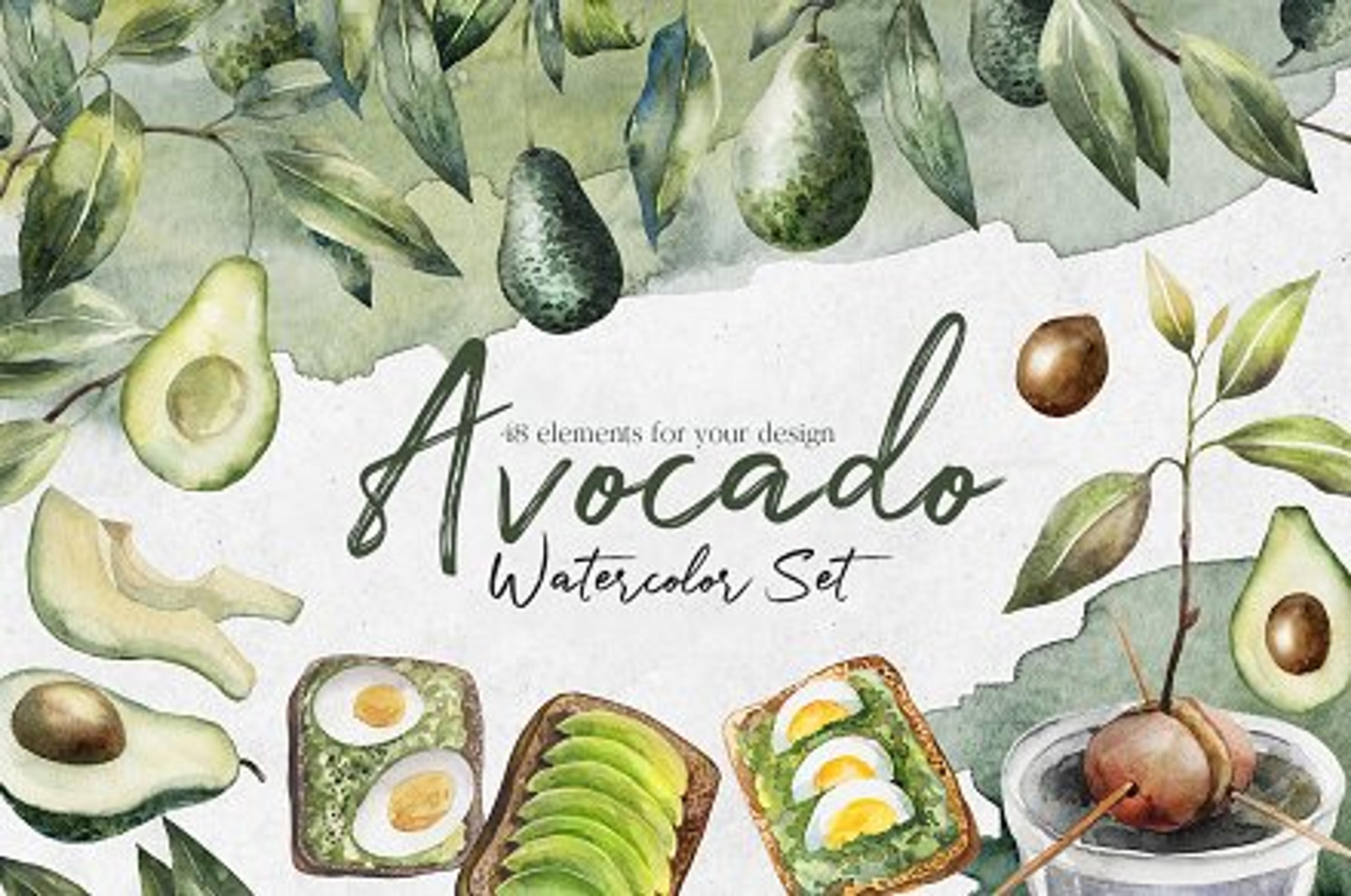 Avocado Watercolor Set