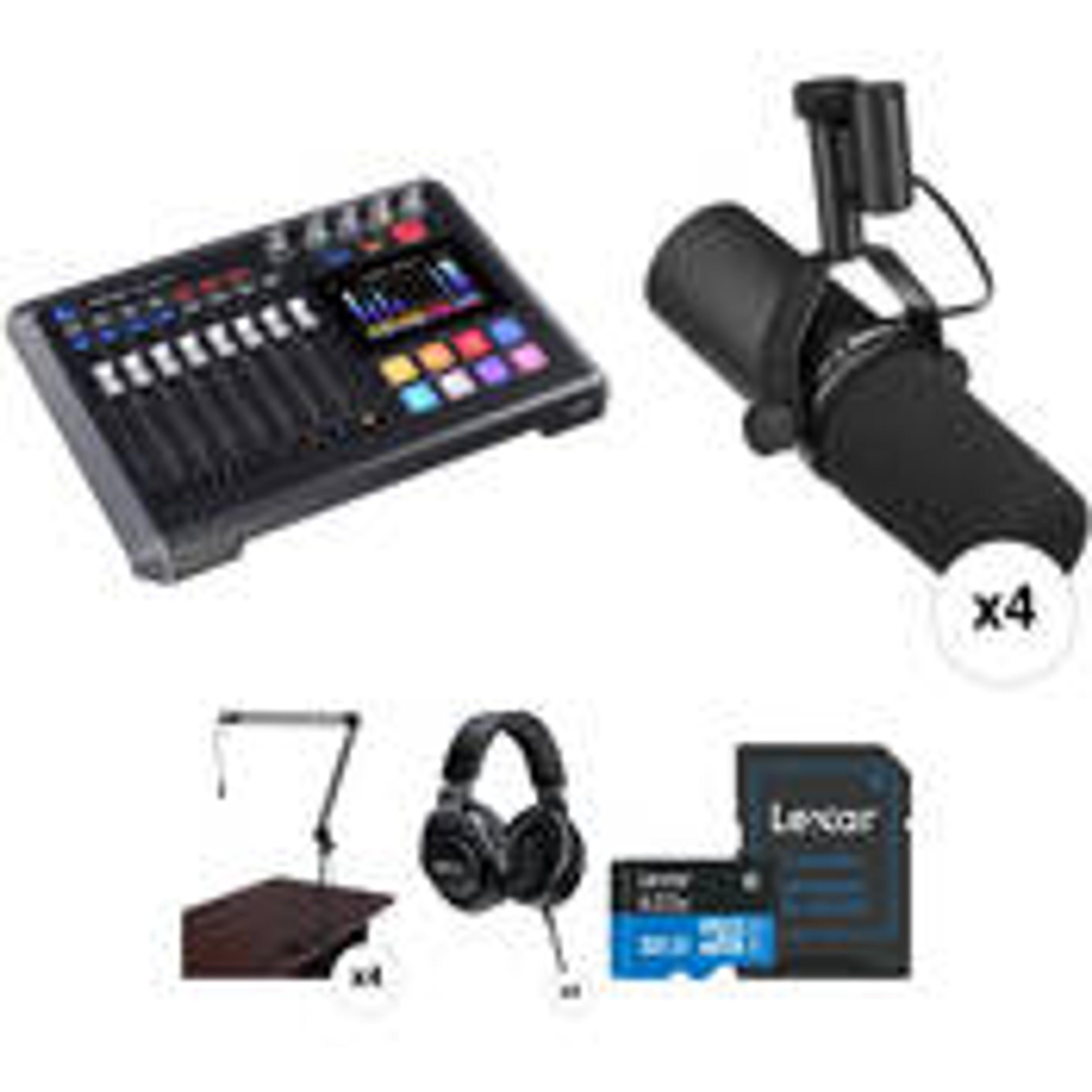 Mixcast 4-Person Podcast Studio Kit with Shure SM7B Microphones