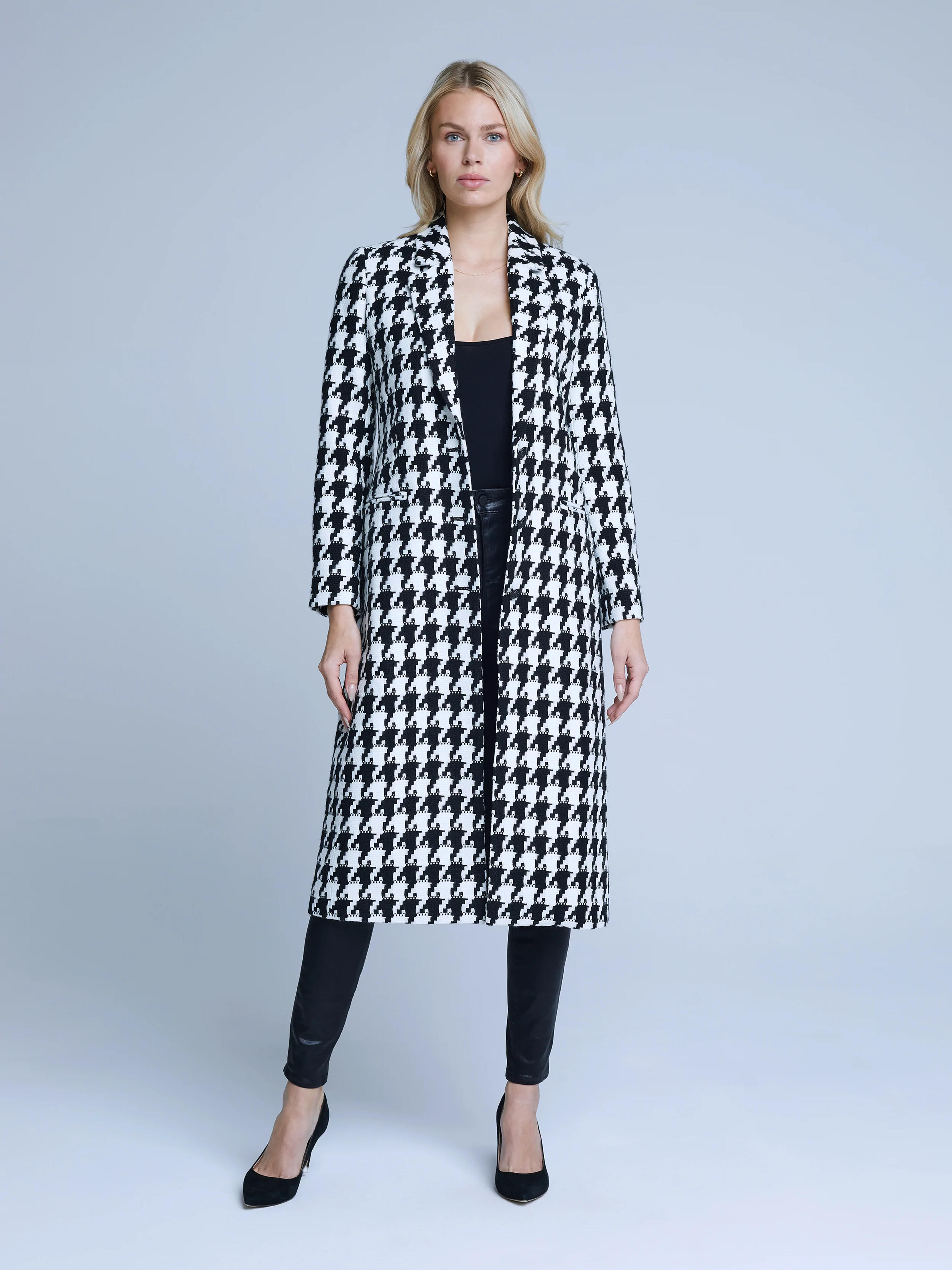 L'AGENCE Xander Coat In Black/White Houndstooth