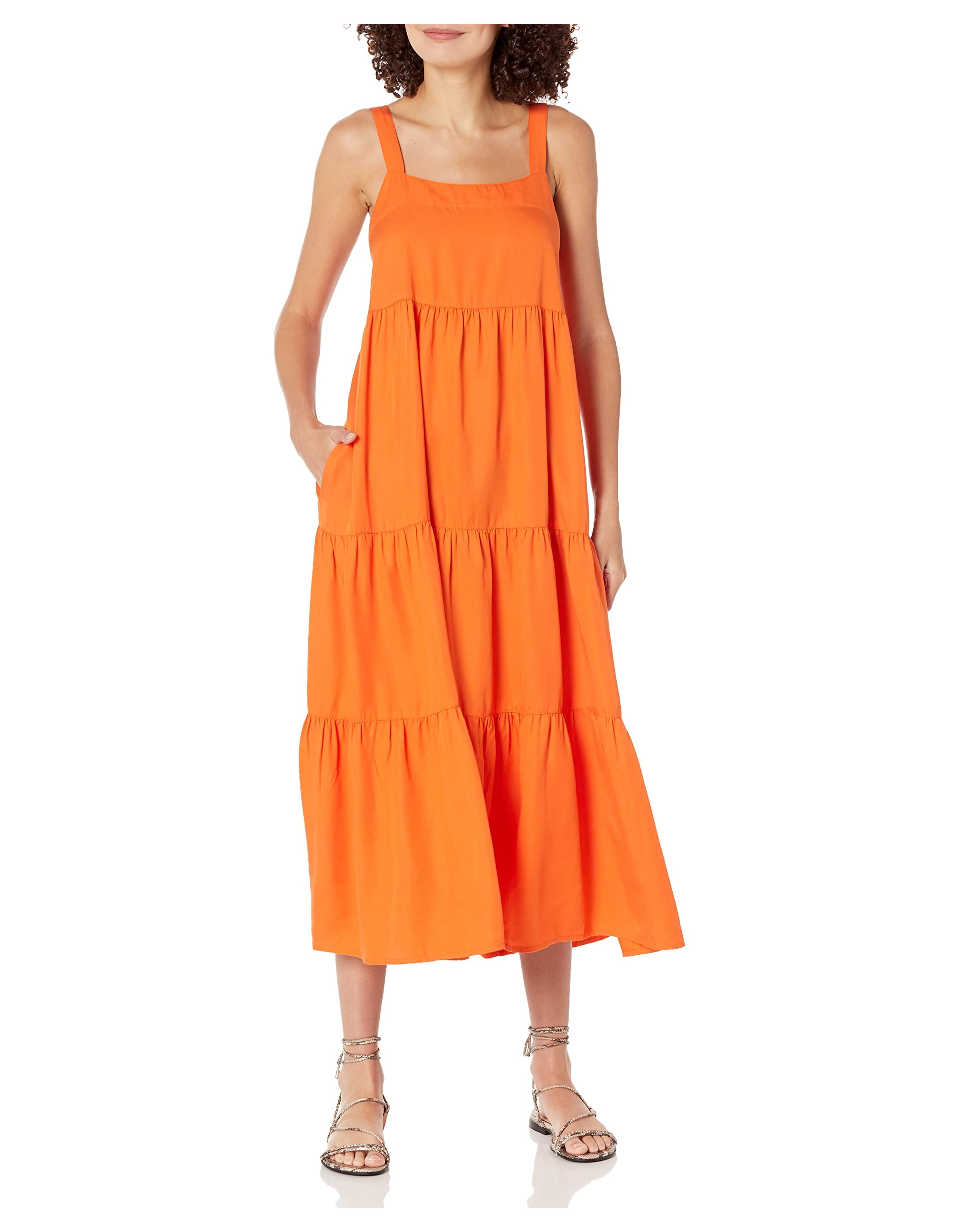 Amazon.com: The Drop Women's Britt Tiered Maxi Tent Dress, Fire Orange, M : Clothing, Shoes & Jewelry