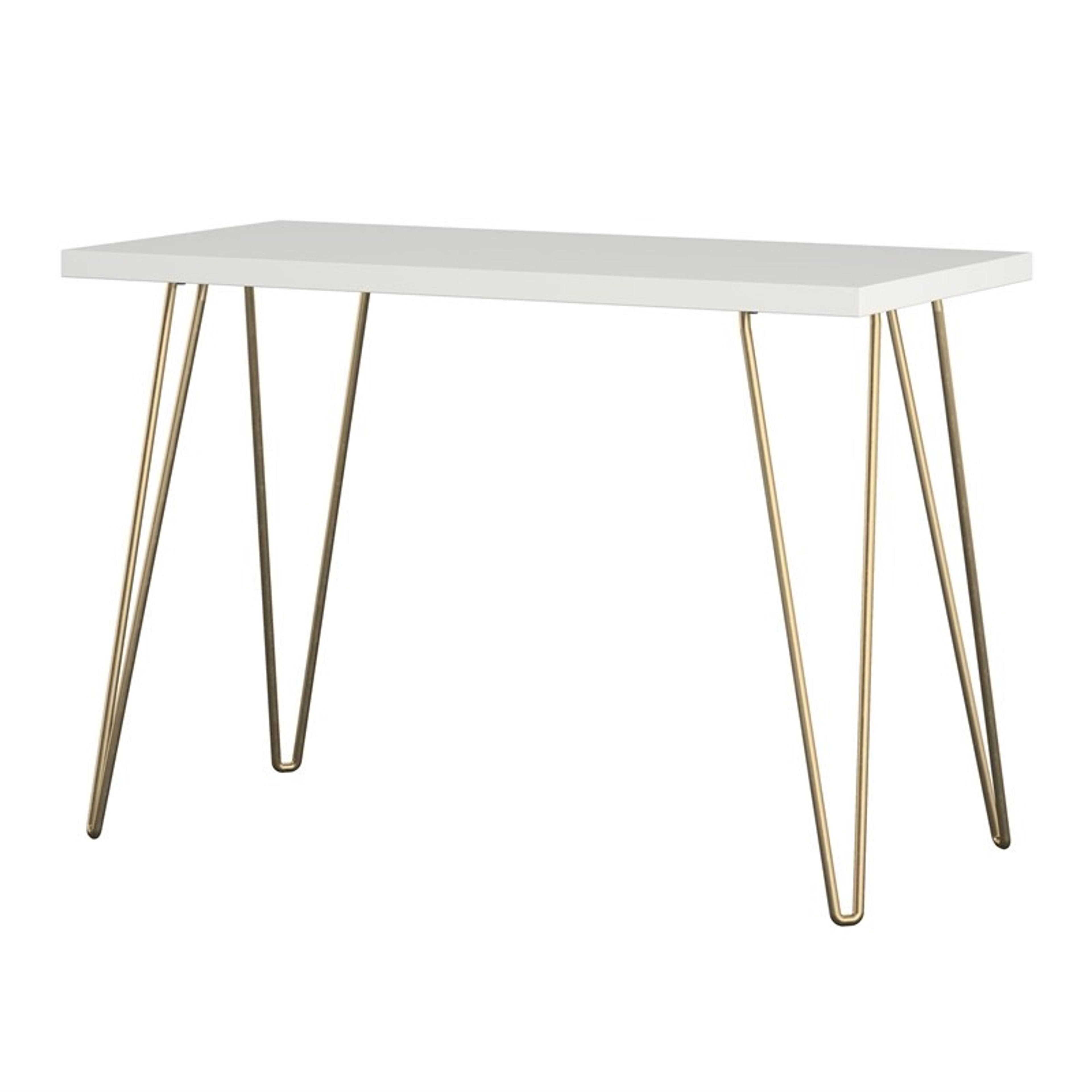 Pemberly Row Modern Retro Computer Desk in White and Gold Legs - PR-4753-2104291