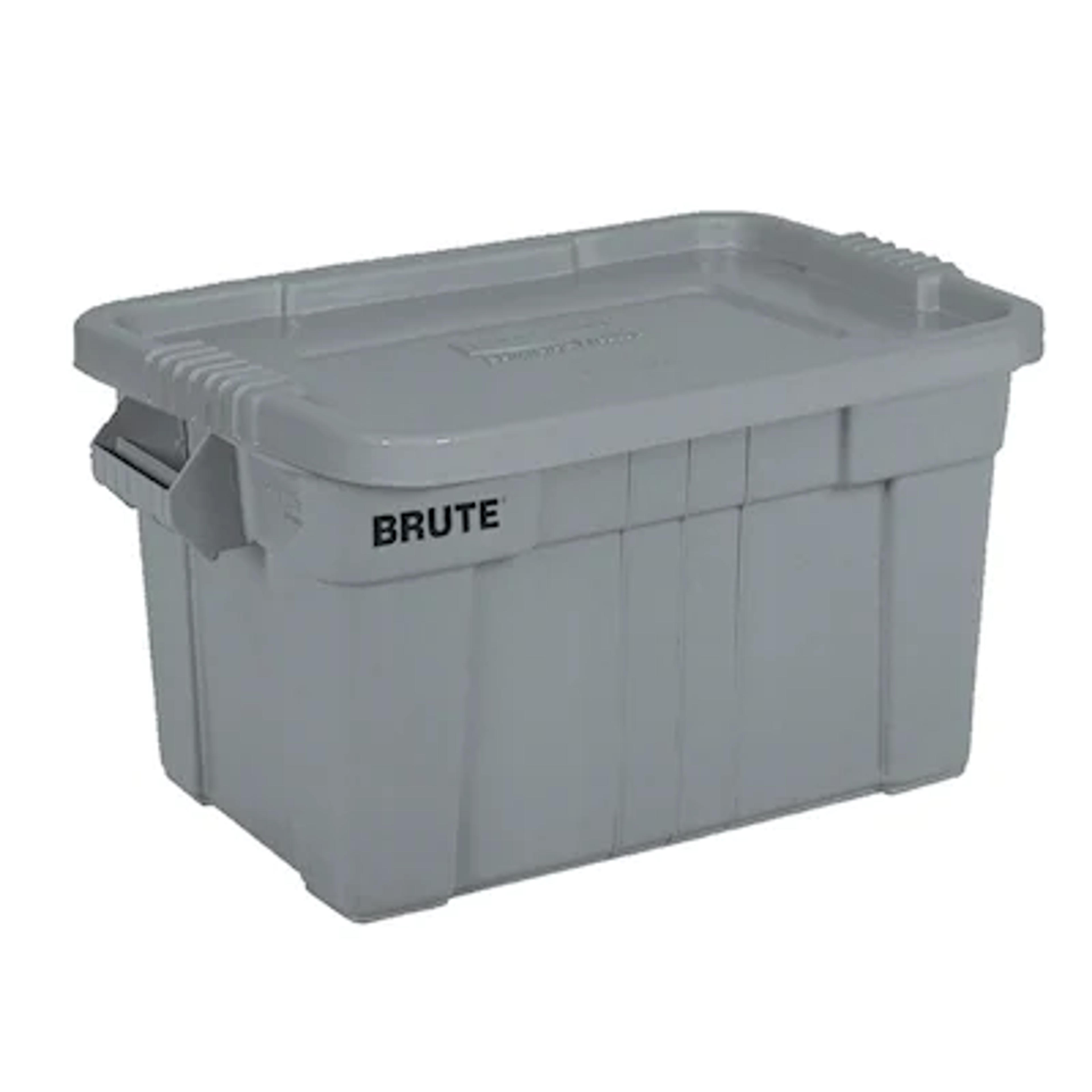 Rubbermaid Commercial Products Brute Large 20-Gallon (80-Quart) Gray Weatherproof Heavy Duty Tote with Standard Snap Lid in the Plastic Storage Containers department at Lowes.com