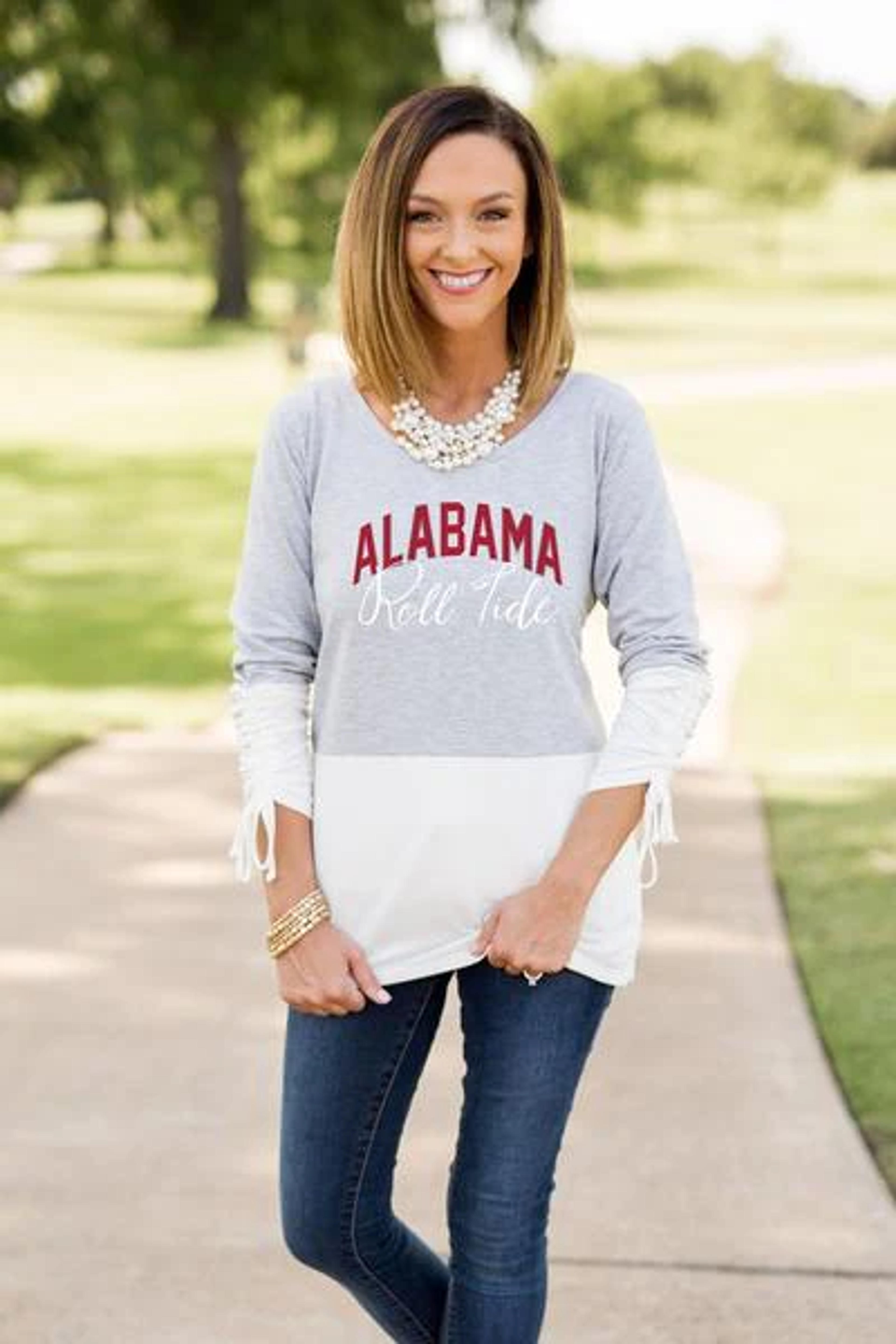 University of Alabama Crimson Tide Women's Apparel - Game Day Couture Alabama Crimson Tide Calling the Shots Color Block Top – Bows and Arrows Co