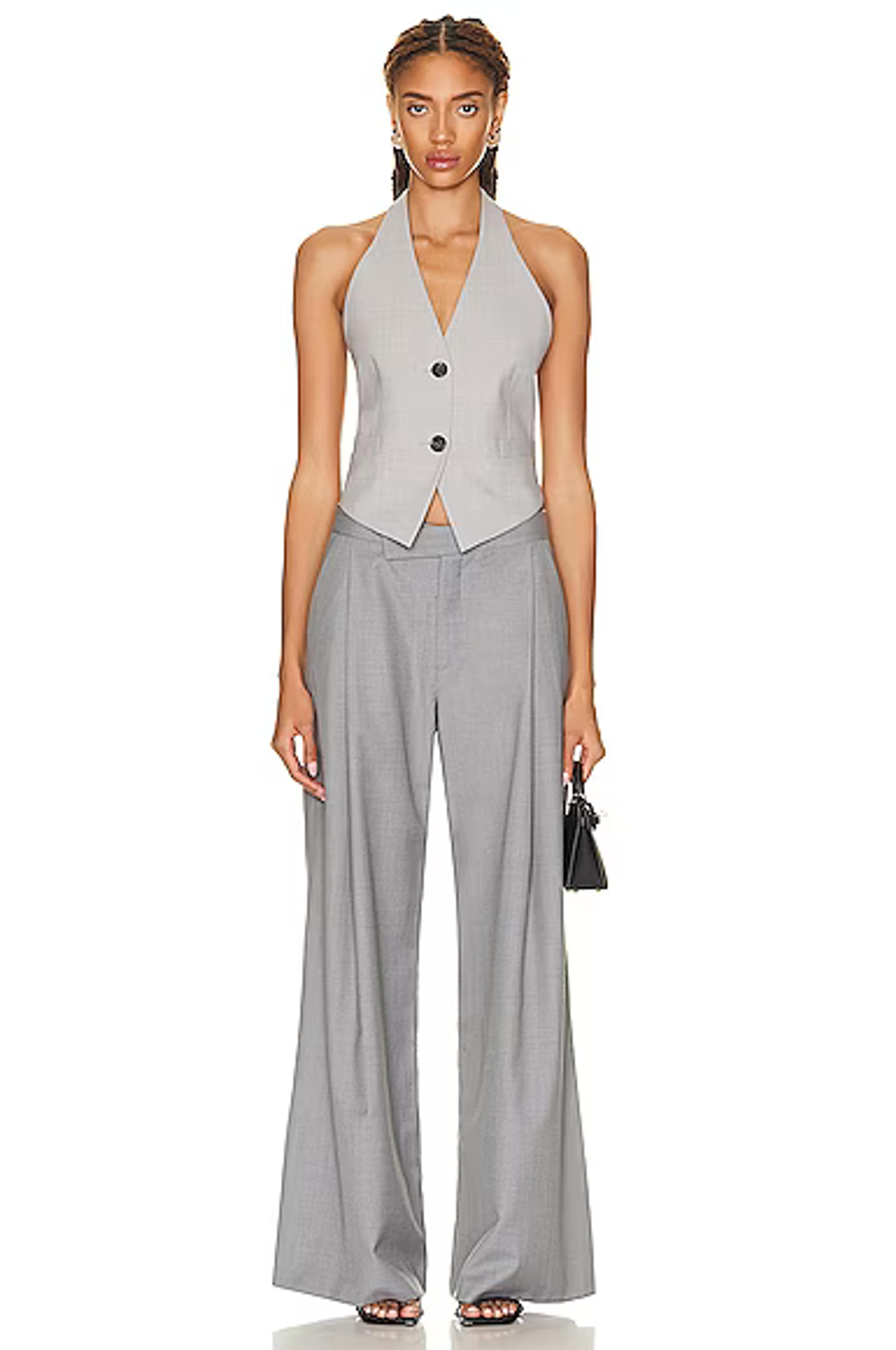 Helmut Lang Halter Vest in Light Grey Melange | FWRD