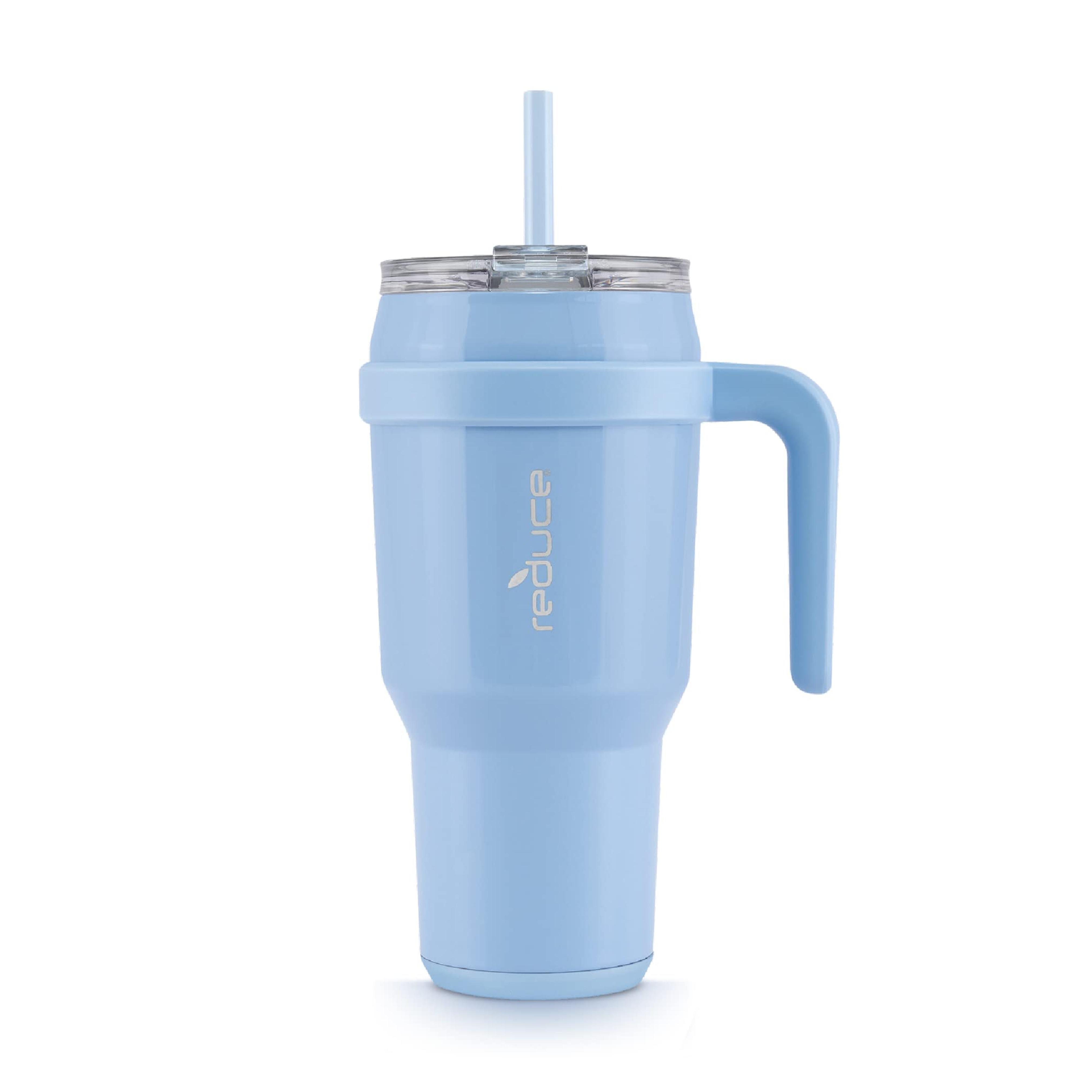 REDUCE 40 oz Tumbler with Handle - Vacuum Insulated Stainless Steel Mug with Sip-It-Your-Way Lid and Straw - Keeps Drinks Cold up to 34 Hours - Sweat Proof, Dishwasher Safe, BPA Free - Glacier