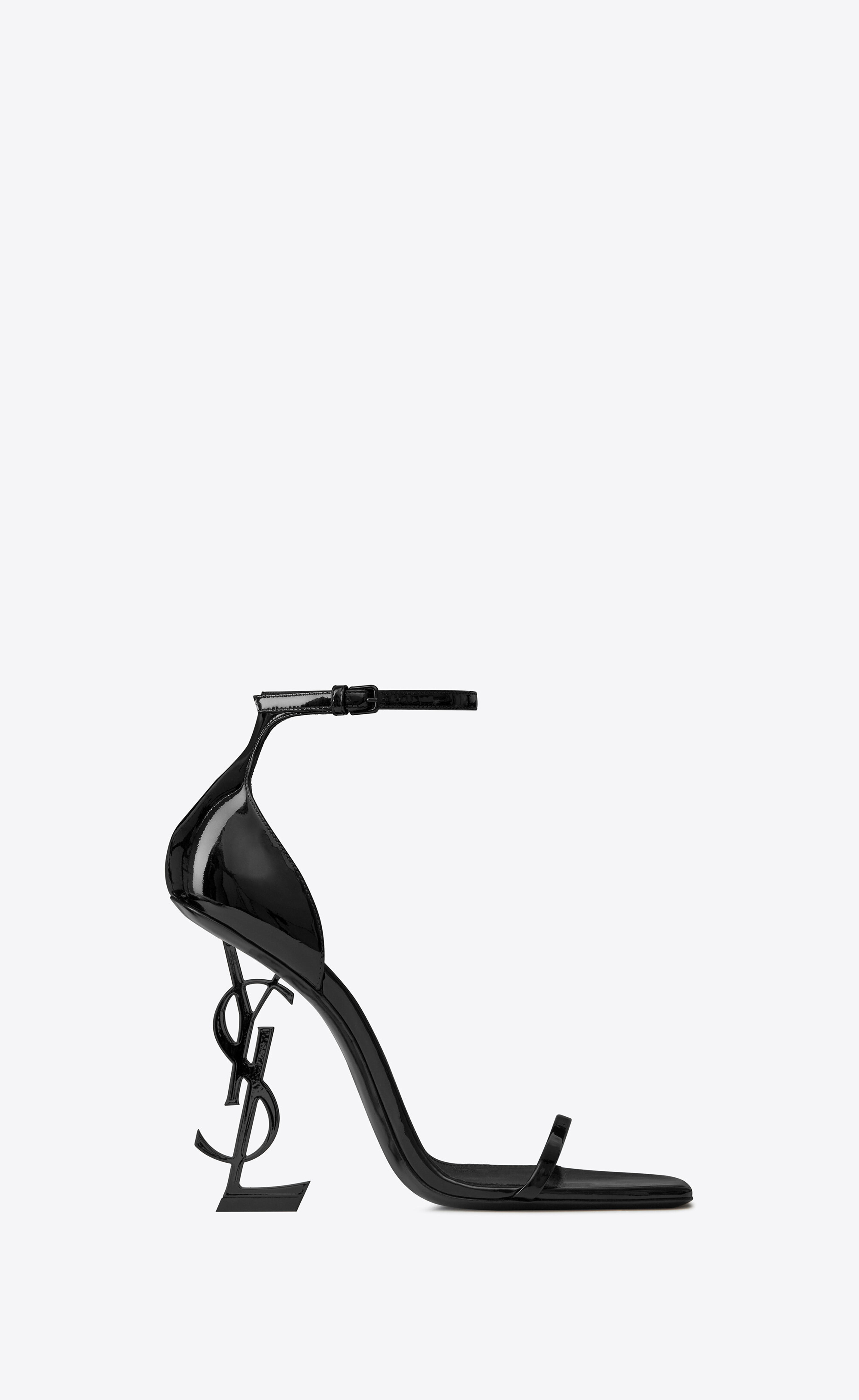 opyum sandals in patent leather with black heel