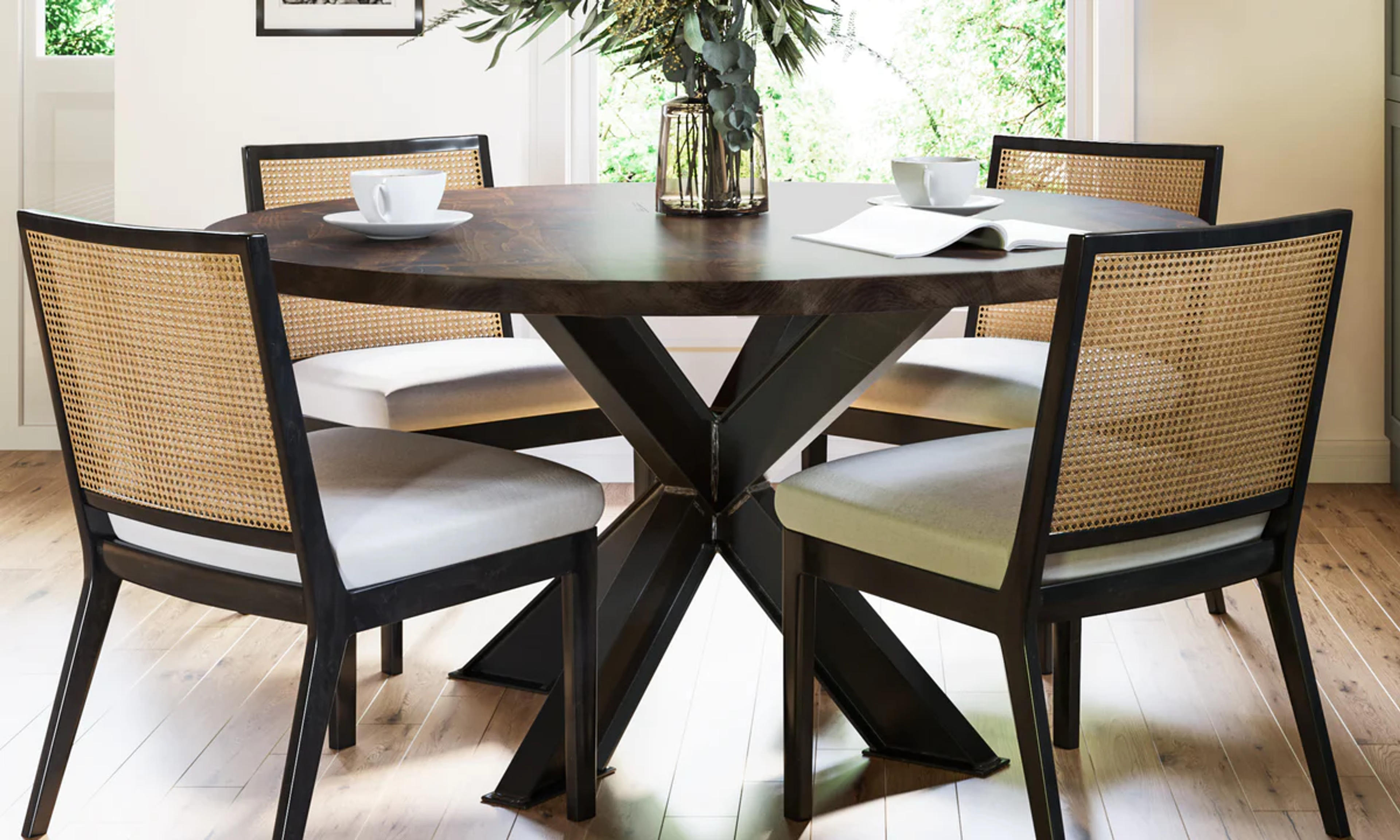 Round Shiloh Industrial Pedestal Table by James and James – James+James