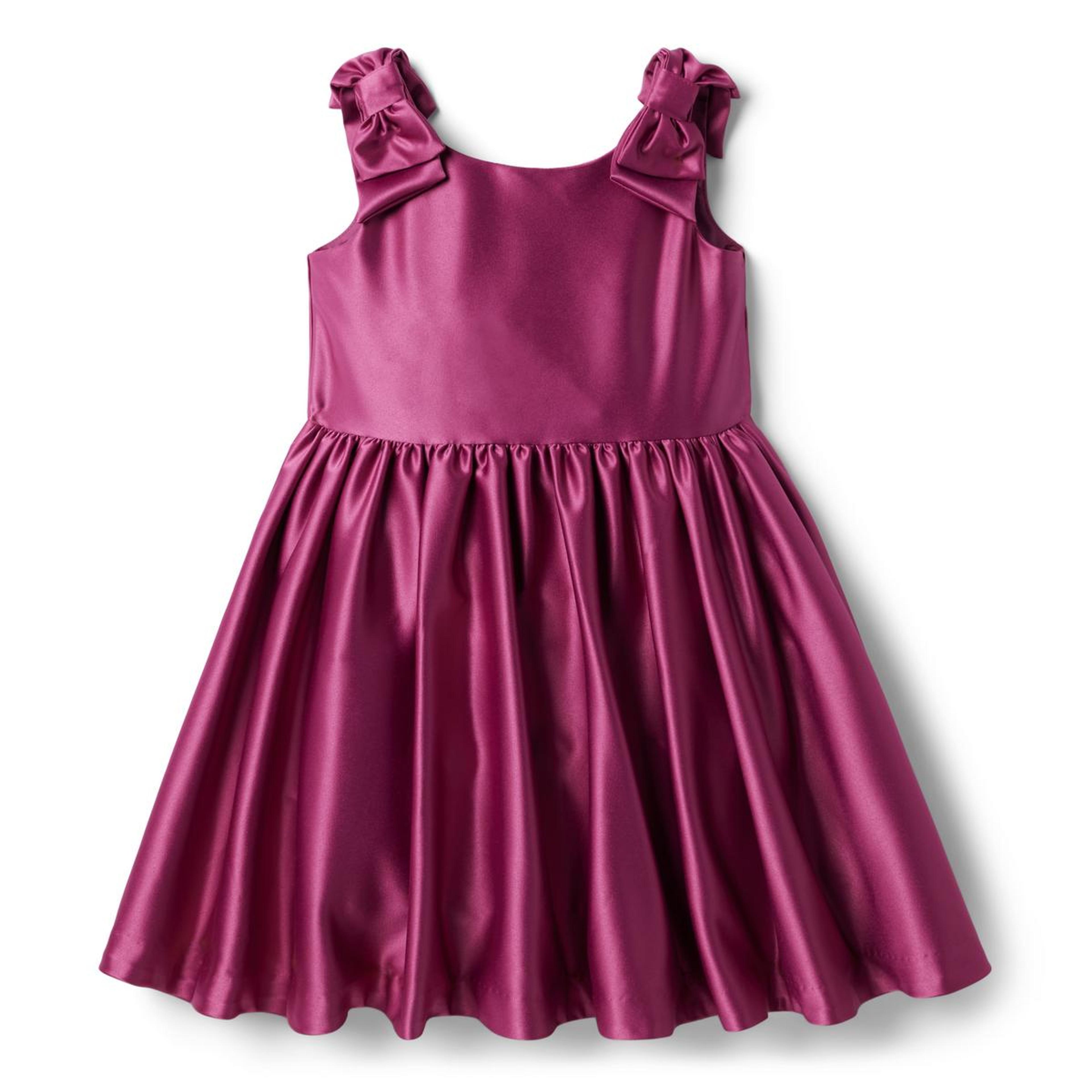 Girl Pink Violet Satin Bow Sleeve Dress by Janie and Jack