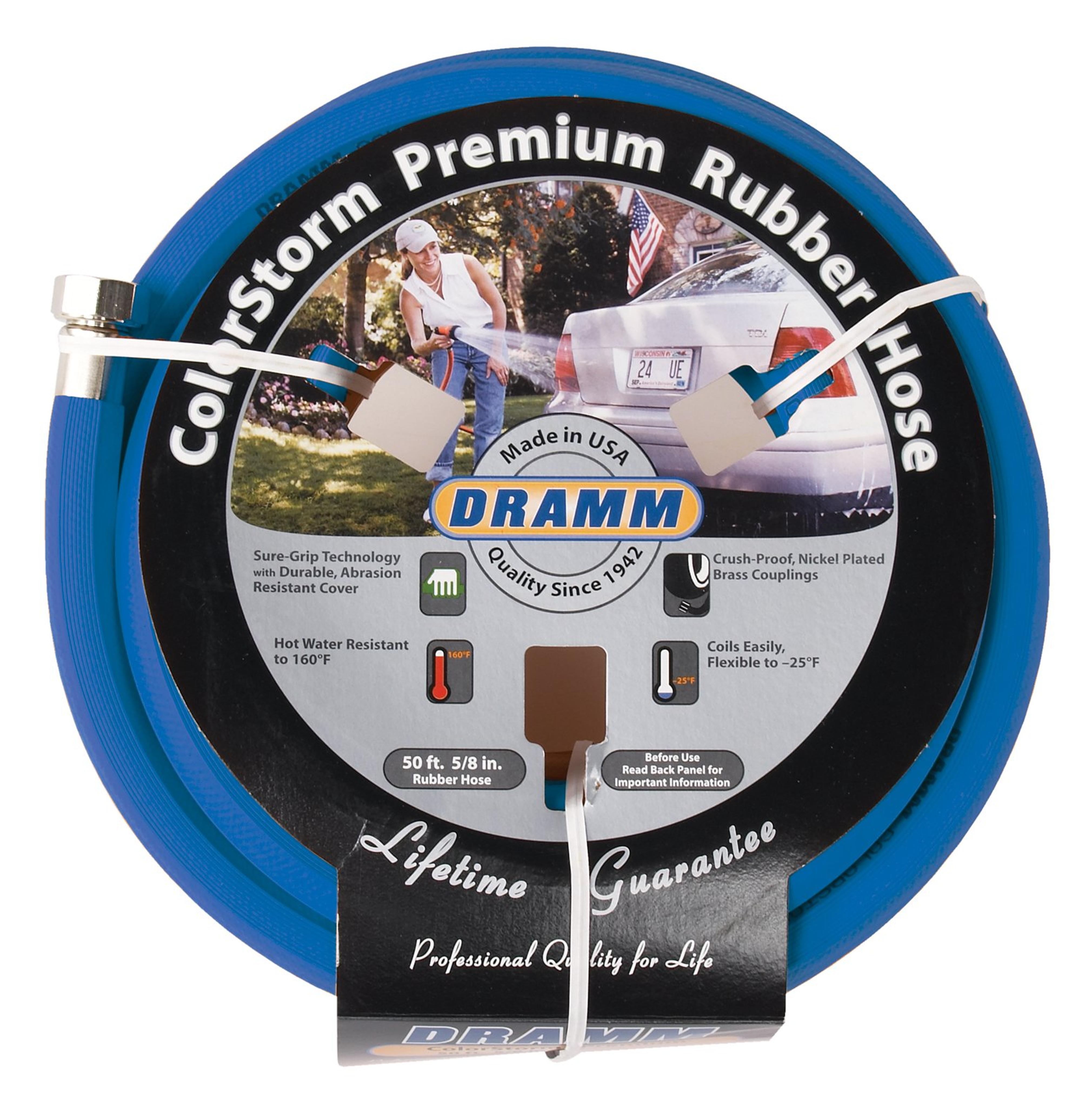 Amazon.com : Dramm 17005 ColorStorm Rubber Garden Hose, 5/8" x 50', Blue : Best Non Kink Garden Hose : Patio, Lawn & Garden