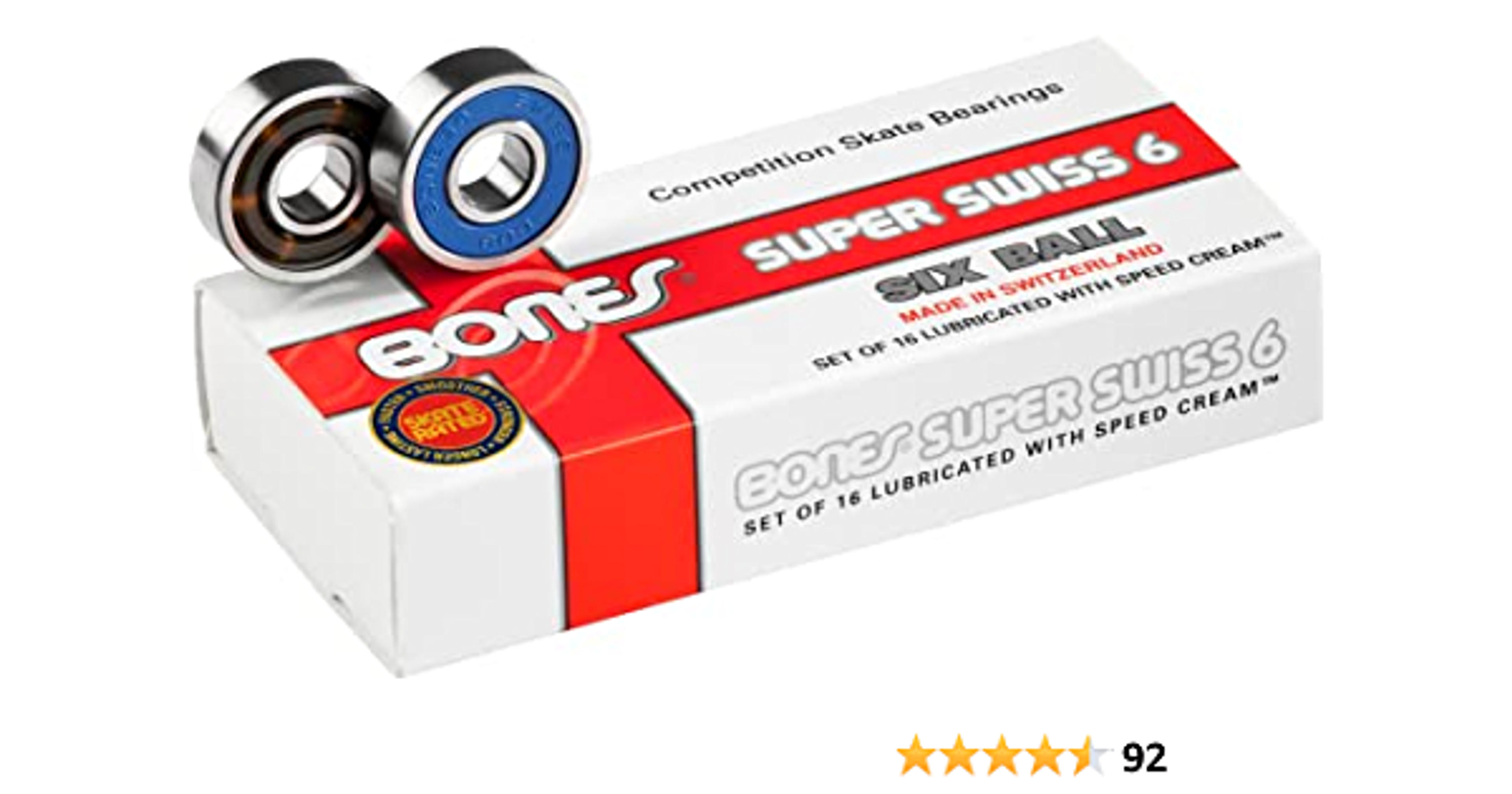 Bones Super Swiss 6 Bearings 8mm 16 Pack