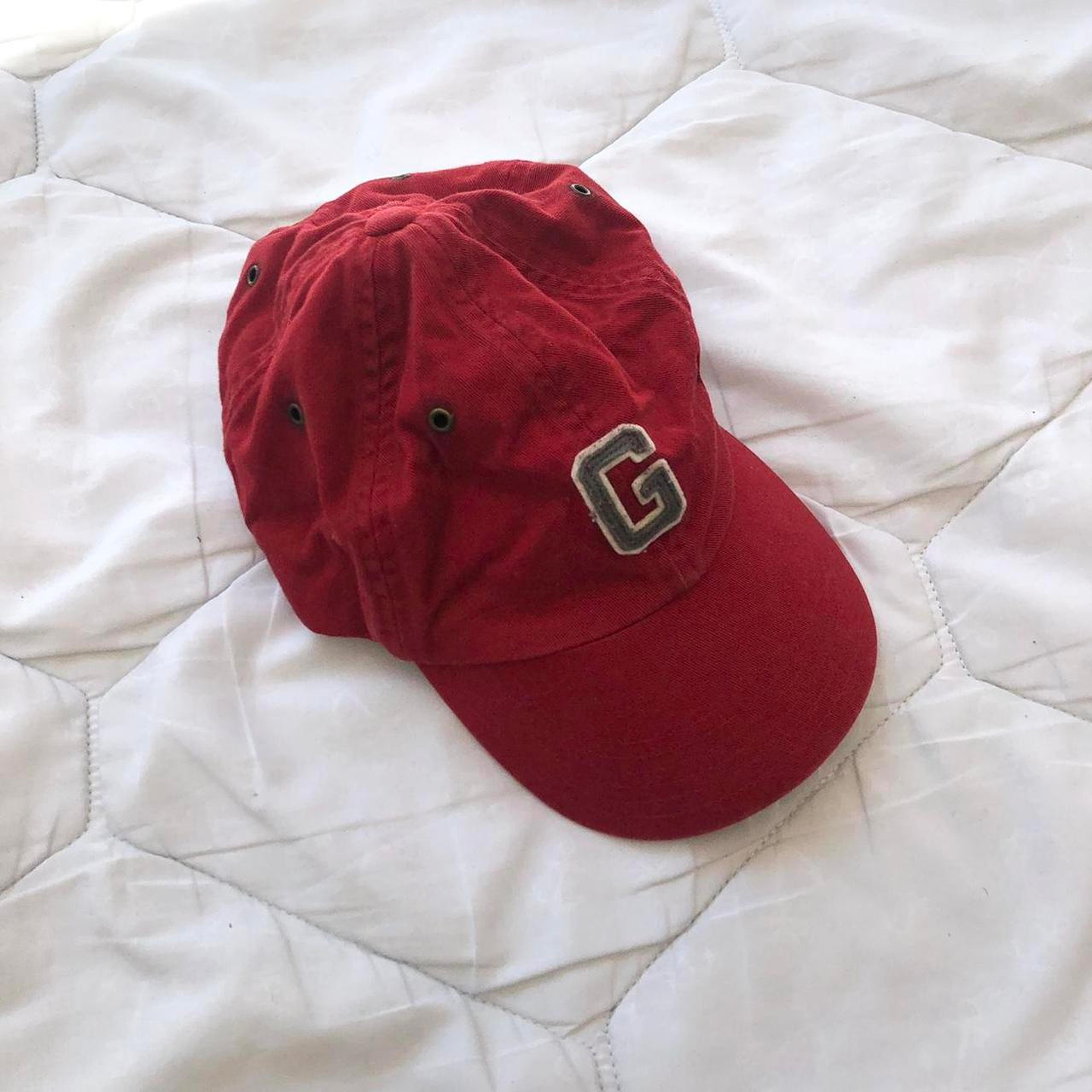 Vintage Gap baseball cap. Red with grey gap “G”... - Depop