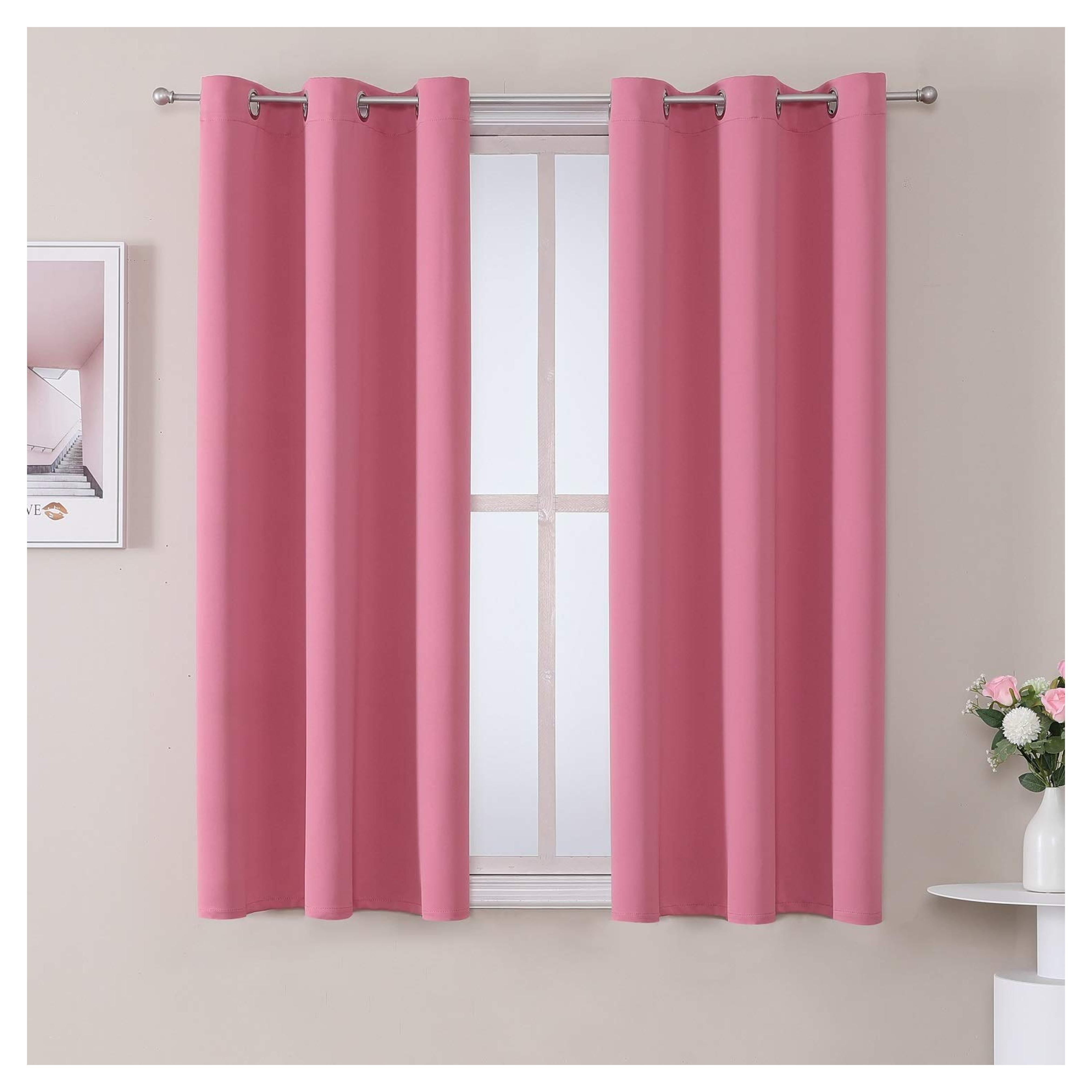 ChrisDowa Grommet Room Darkening Curtains for Bedroom and Living Room - 2 Panels Set Thermal Insulated Blackout Curtains (Pin