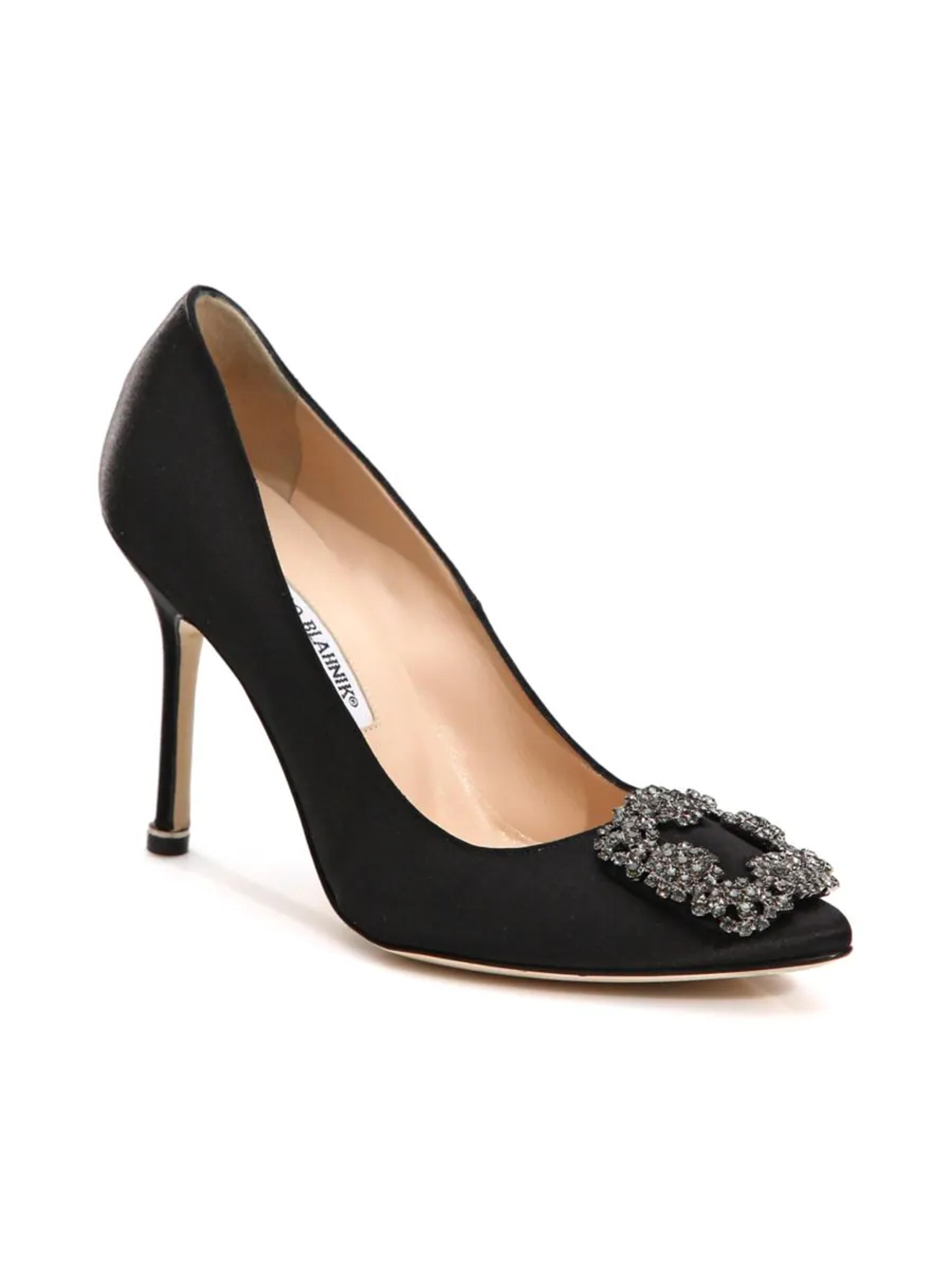 Shop Manolo Blahnik Hangisi 105MM Embellished Satin Pumps | Saks Fifth Avenue