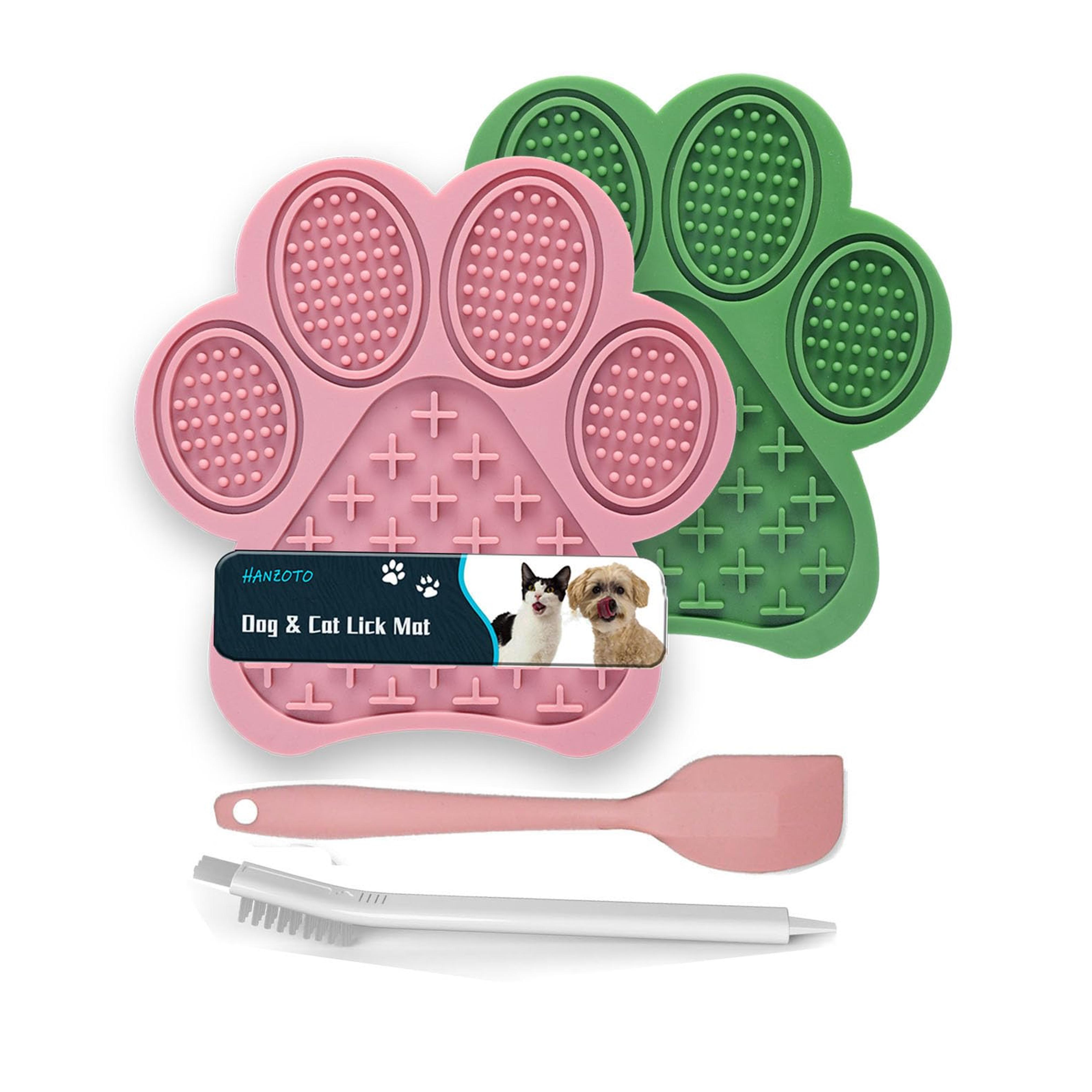 Lick Mat for Dogs and Cats, Premium Lick Pad with Suction Cups,Dog Slow Feeder Dowl Mat for Bathing Grooming Nailing Trimming, Food-Grade, Non-Toxic (Pink&Green)