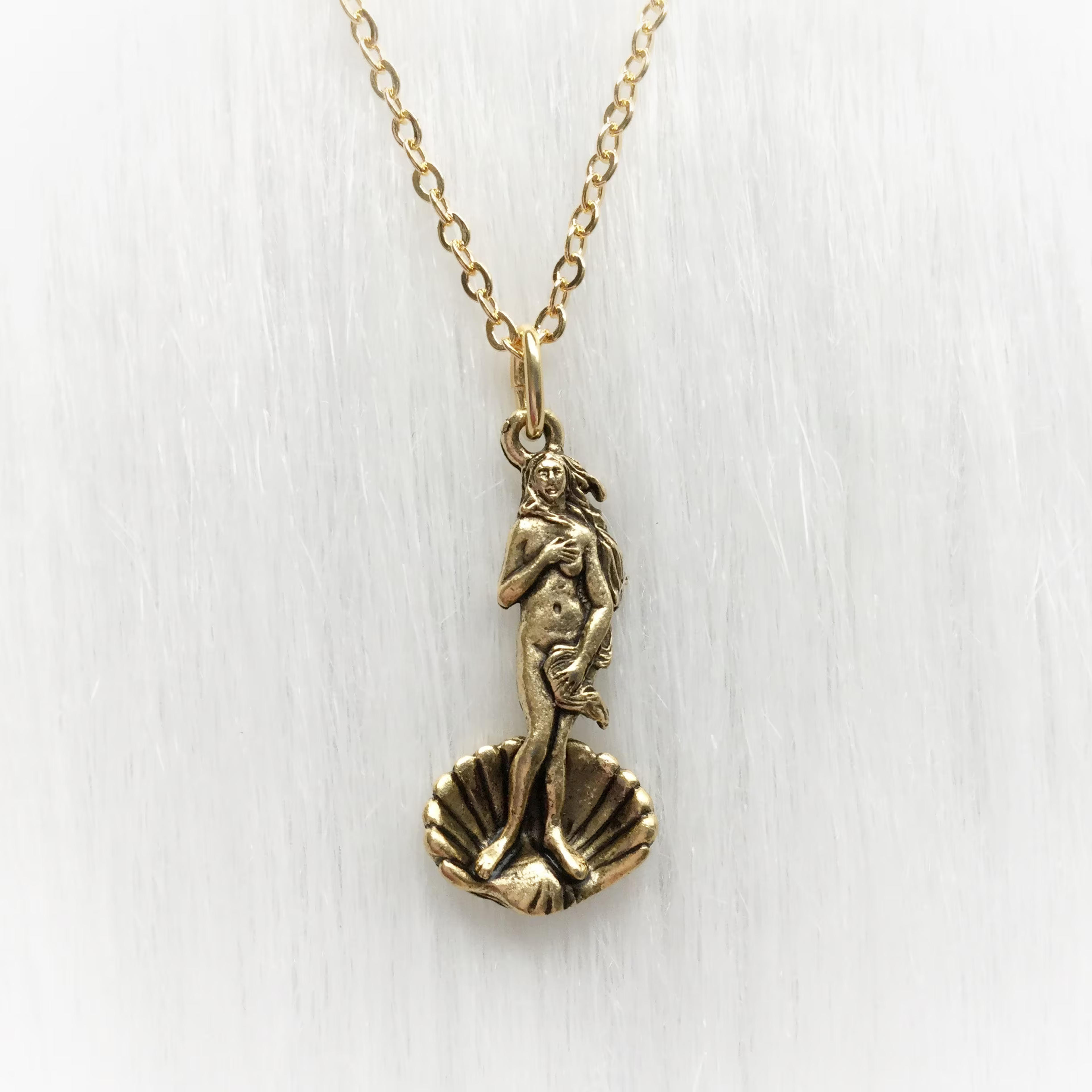 Birth of Venus Necklace in Silver or Gold Aphrodite Goddess