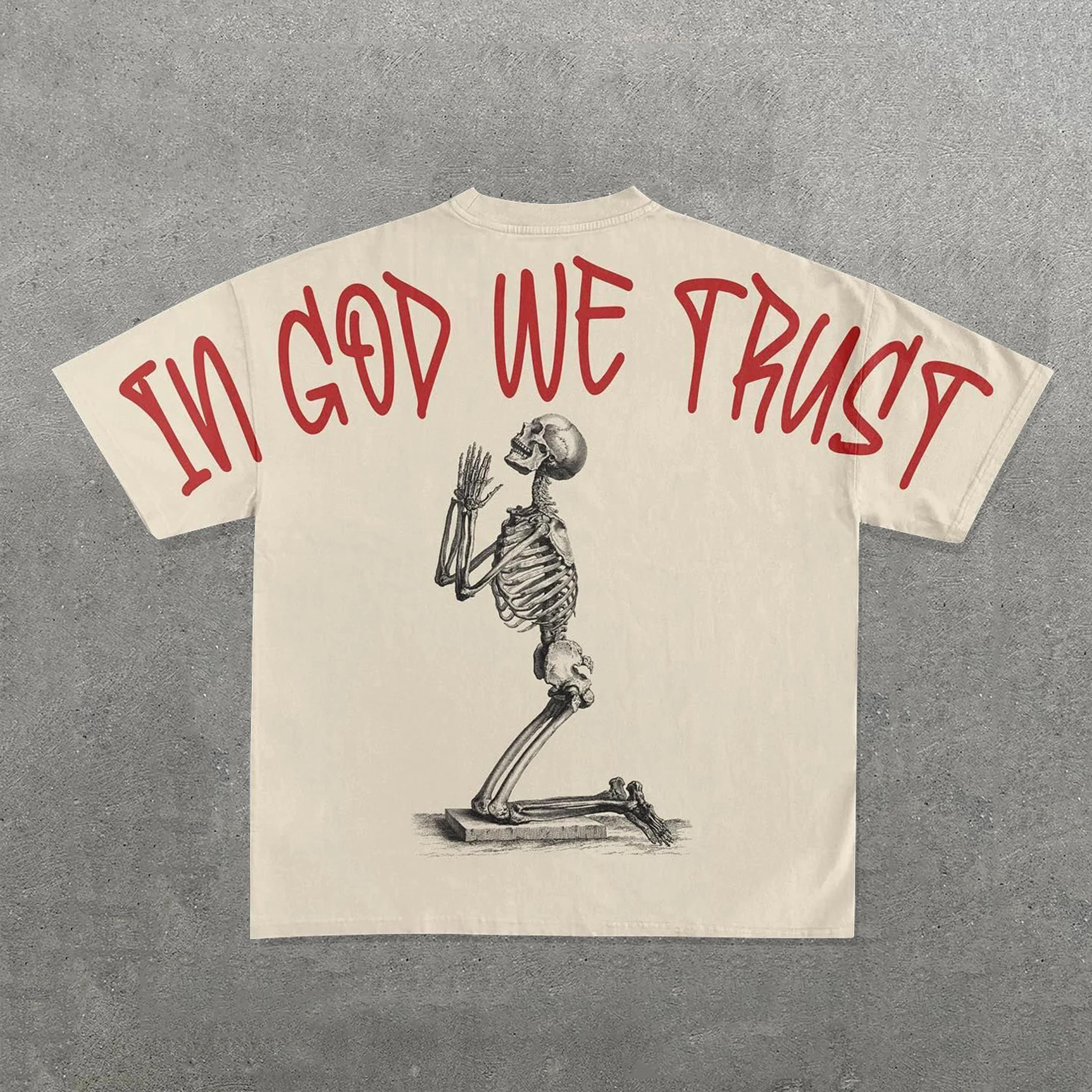 In God We Trust Print Short Sleeve T-Shirt - Apricot / S