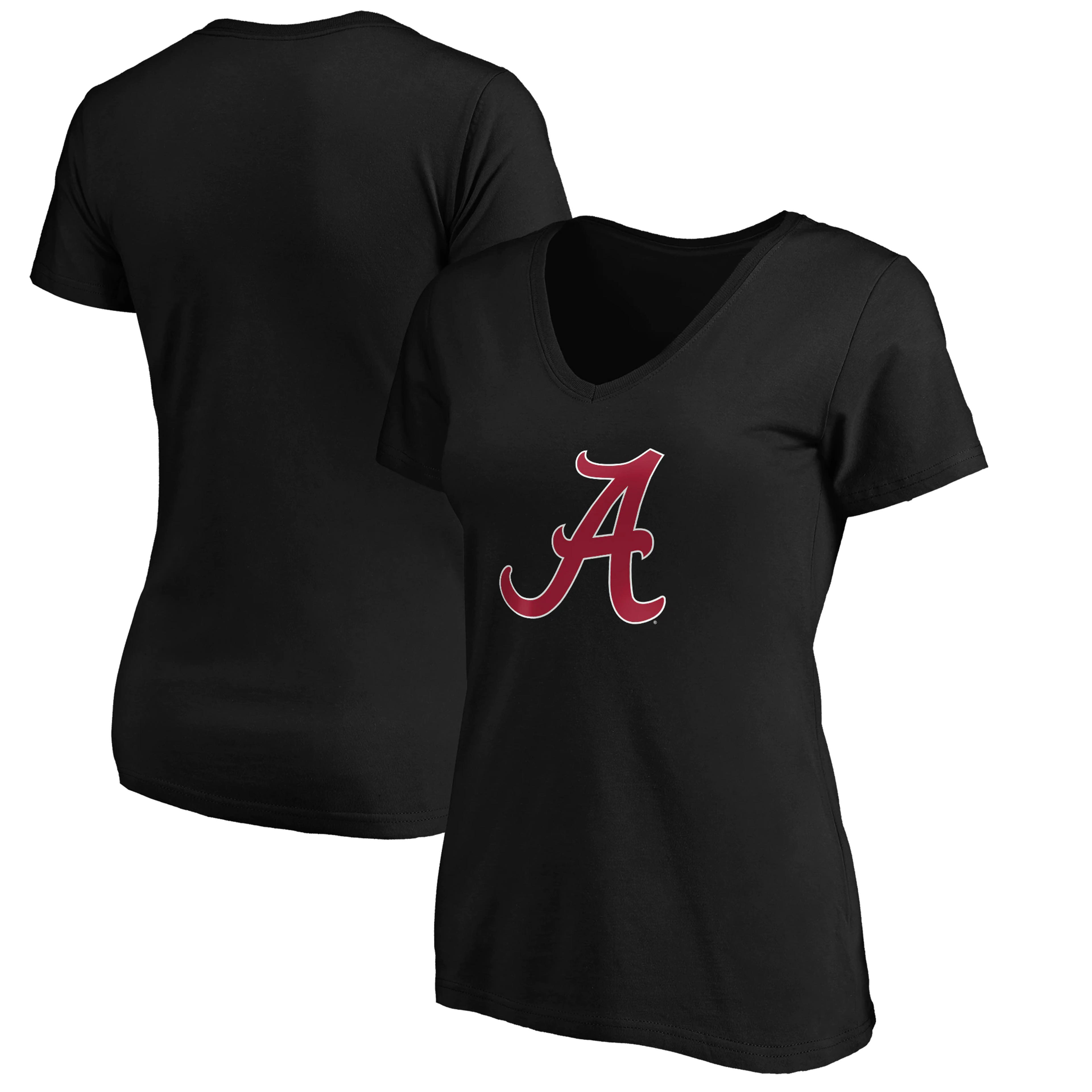 Women's Fanatics Branded Black Alabama Crimson Tide Primary Logo V-Neck T-Shirt