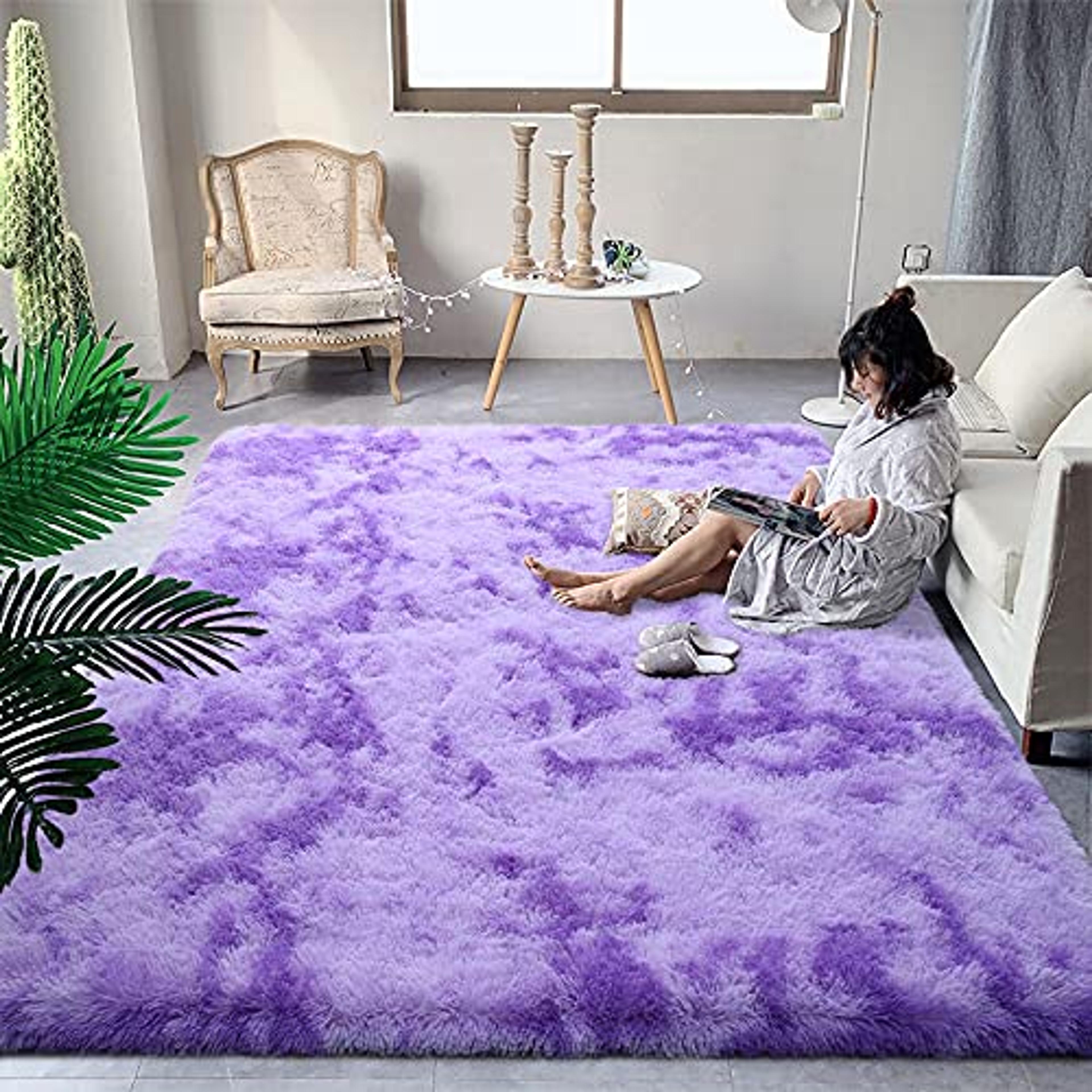 DweIke Super Soft Shaggy Rugs Fluffy Carpets, Tie-Dye Rugs for Living Room Bedroom Girls Kids Room Nursery Home Decor,Non-Slip Machine Washable Carpet ,3x5 Feet Purple — The Storepaperoomates Retail Market — Fast Affordable Online Shopping