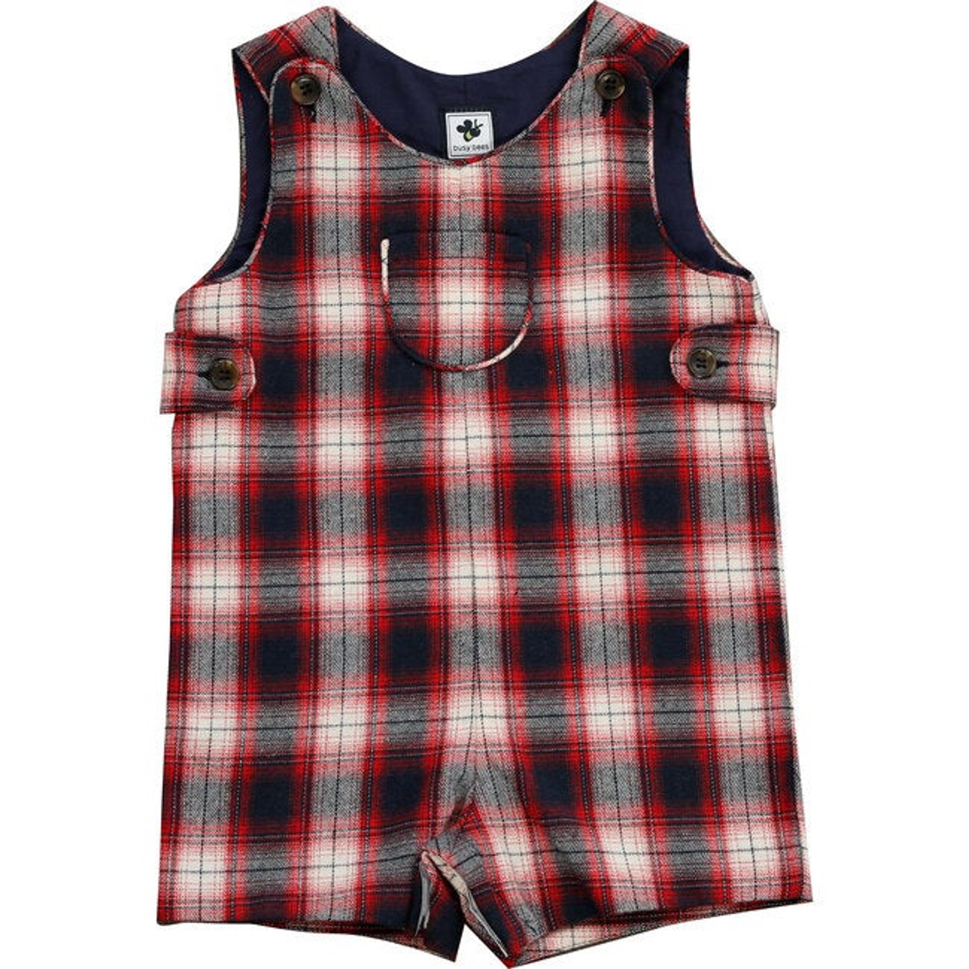 Jack Classic Shortall, Red Plaid - Size: 2y