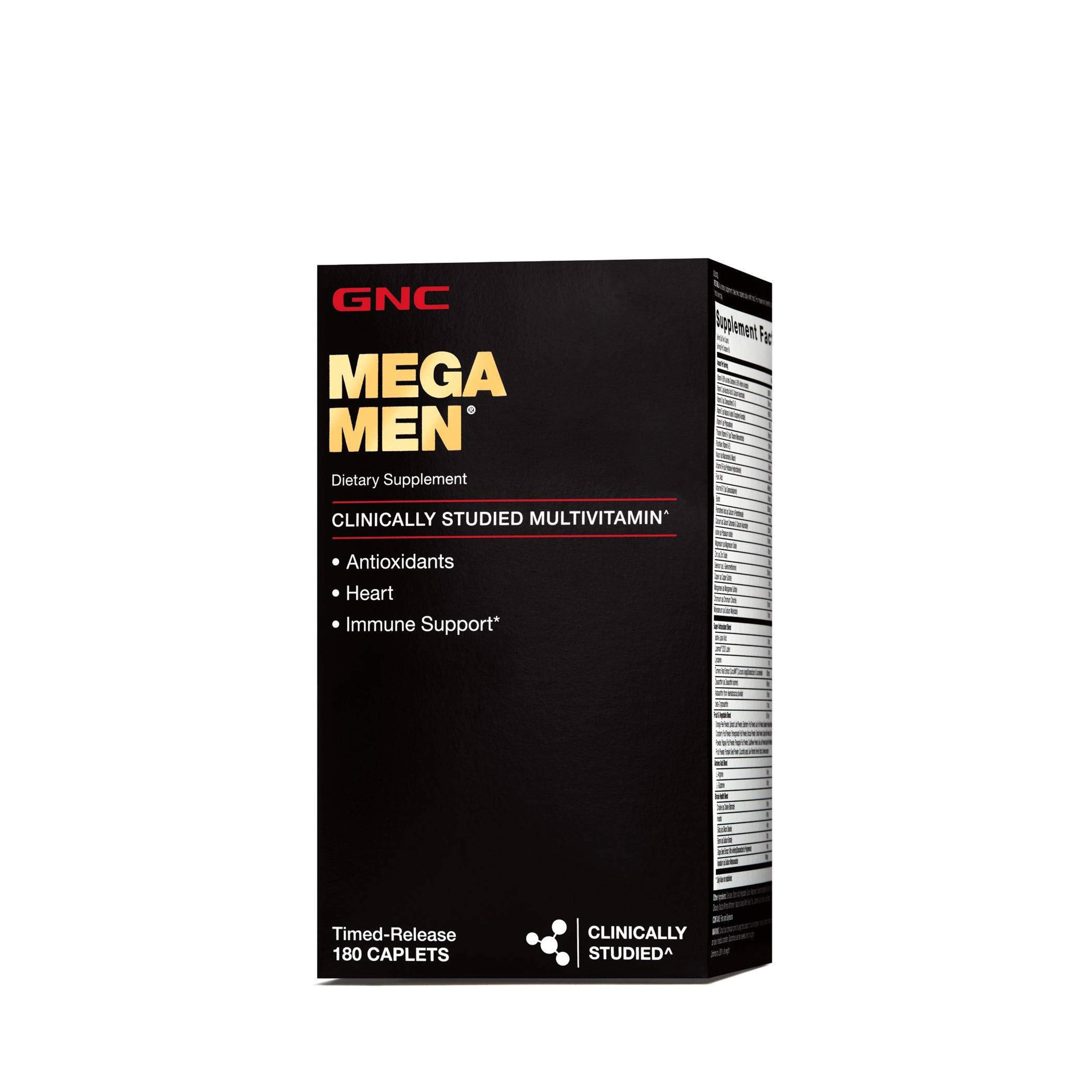 GNC Mega Men Multivitamin for Men, 180 Count, Antioxidants, Heart Health, and Immune Support