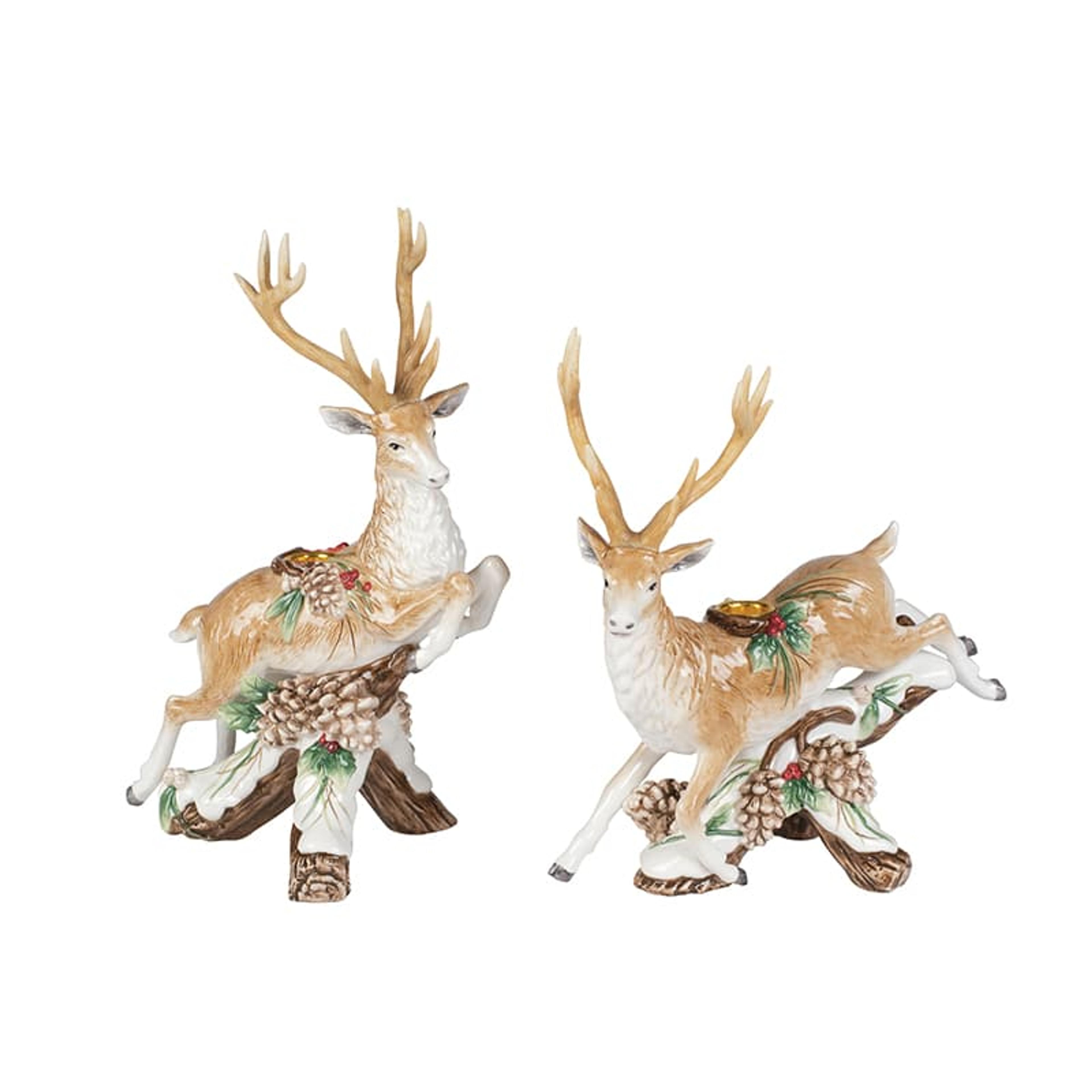 Forest Frost Leaping Deer Candleholder, Set of 2 – Fitz and Floyd