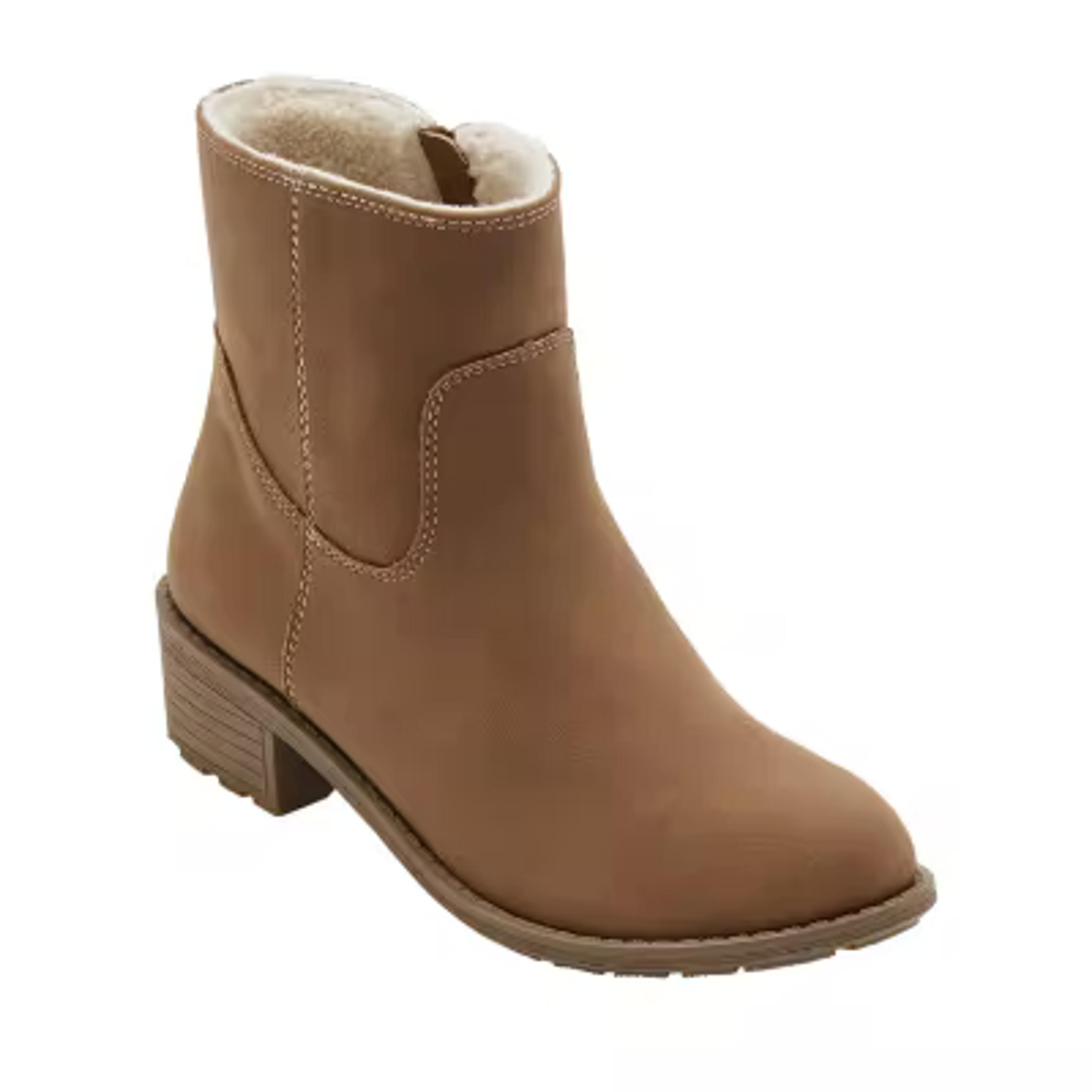 St. John's Bay Womens Dobie Stacked Heel Booties, Color: Dark Taupe - JCPenney