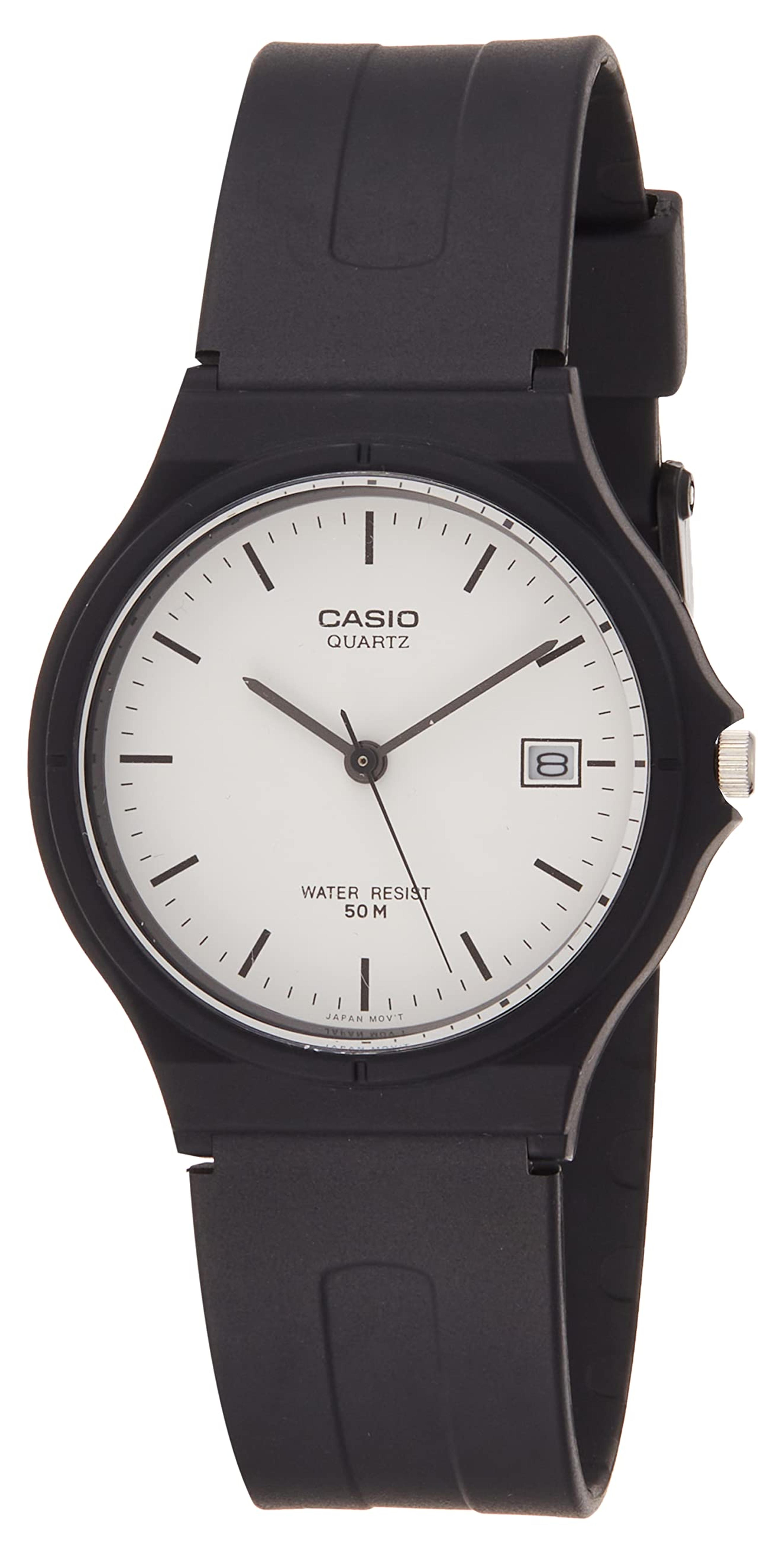 Casio Unisex MW59-7EV Black Resin Quartz Watch with White Dial