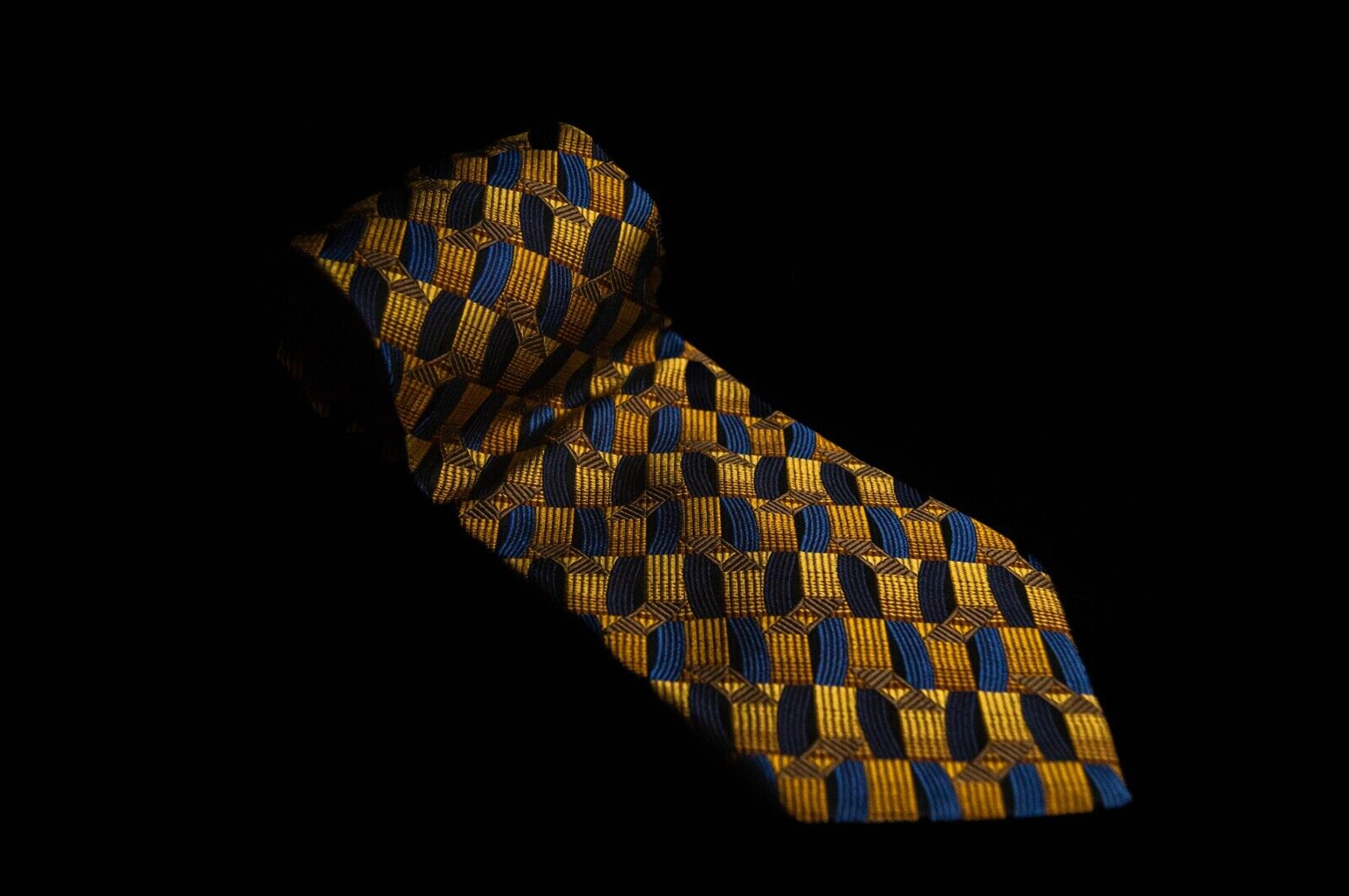 Jos A Bank - Men's Yellow & Blue Geometric 100% Silk Neck Tie 3.8"W x 59"L | eBay