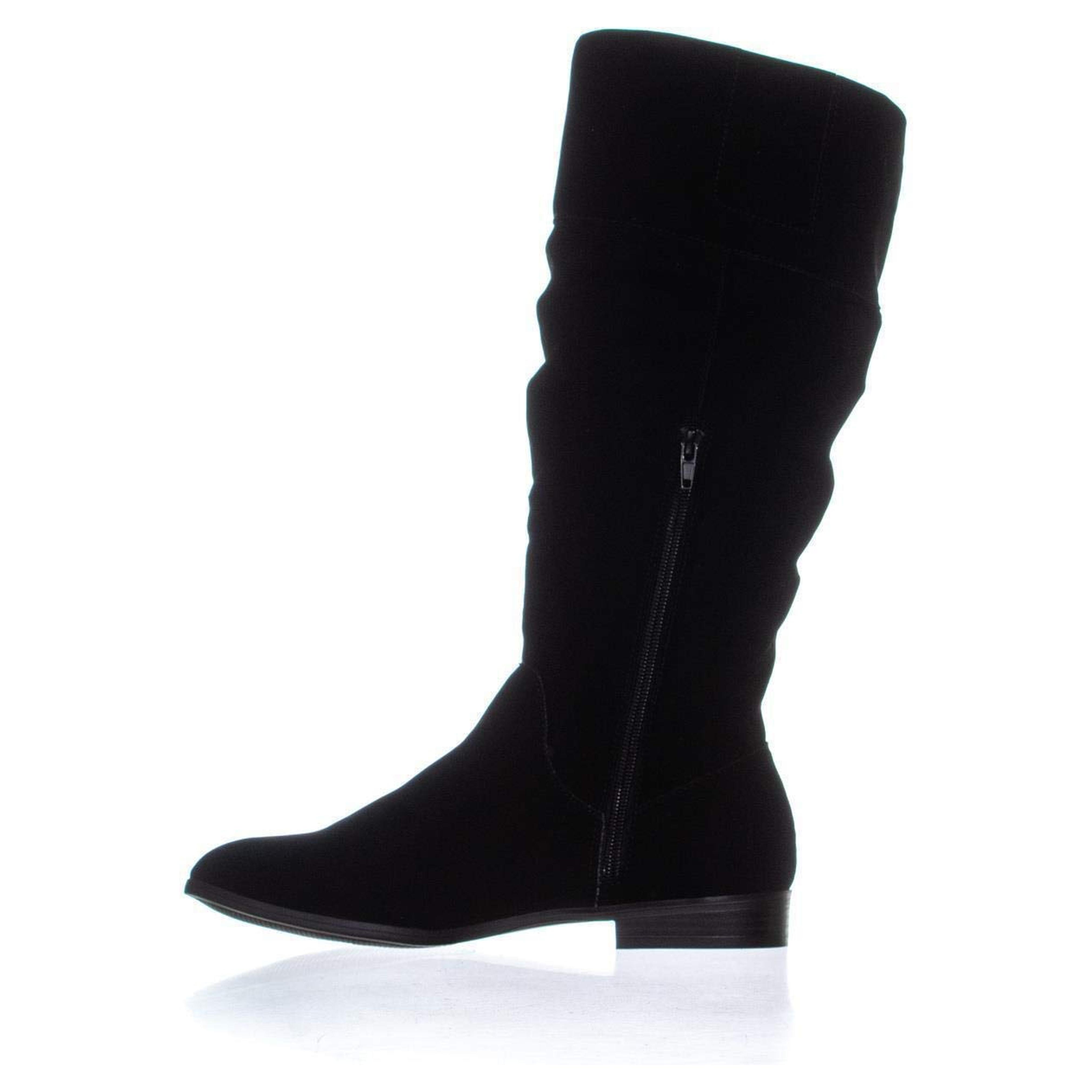 Amazon.com | Style & Co. Womens Kelimae Faux Suede Riding Boots Black 9 Medium (B,M) | Mid-Calf