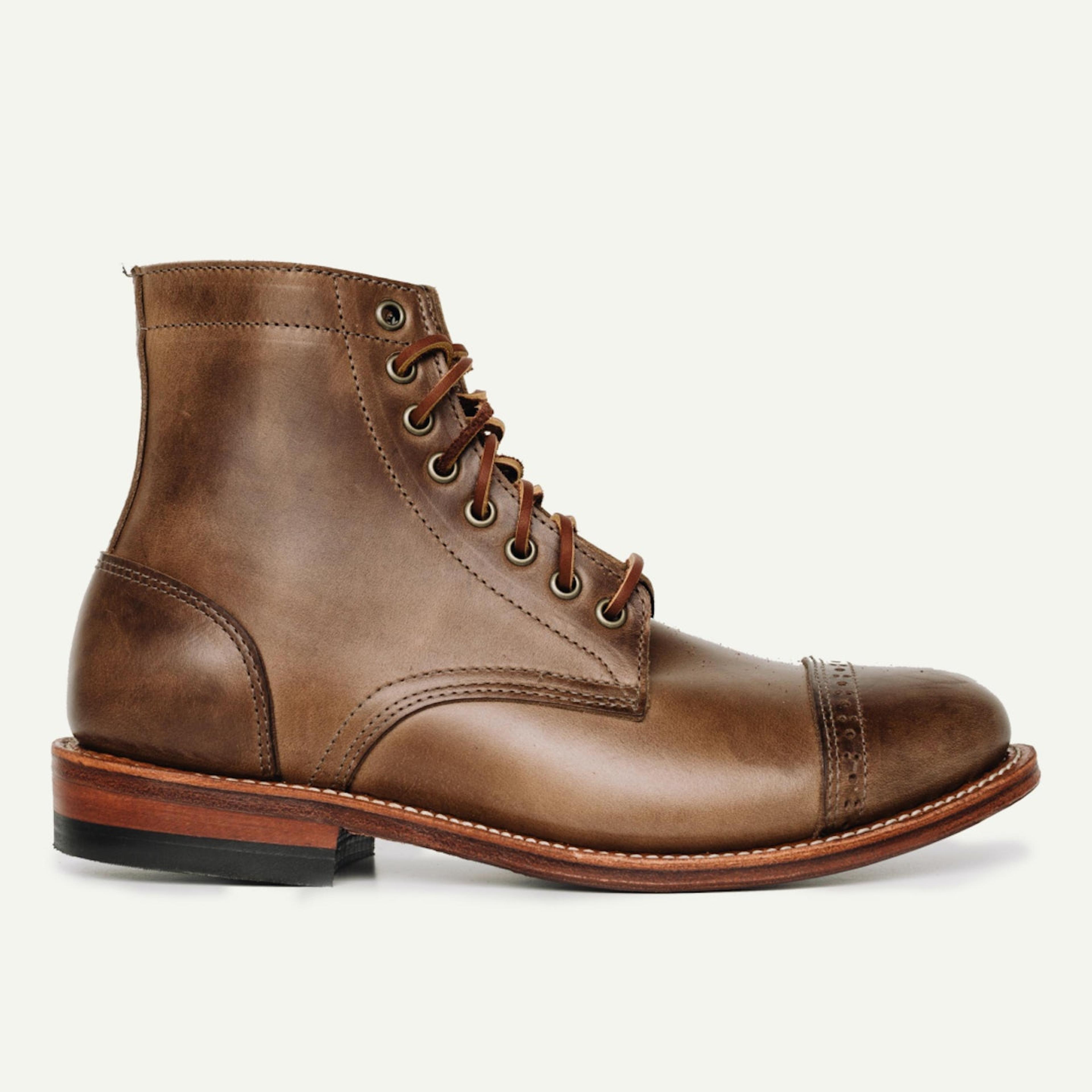 Cap-Toe Trench Boot - Natural Chromexcel, Leather Sole with Vibram Toplift - Made in USA | Oak Street Bootmakers