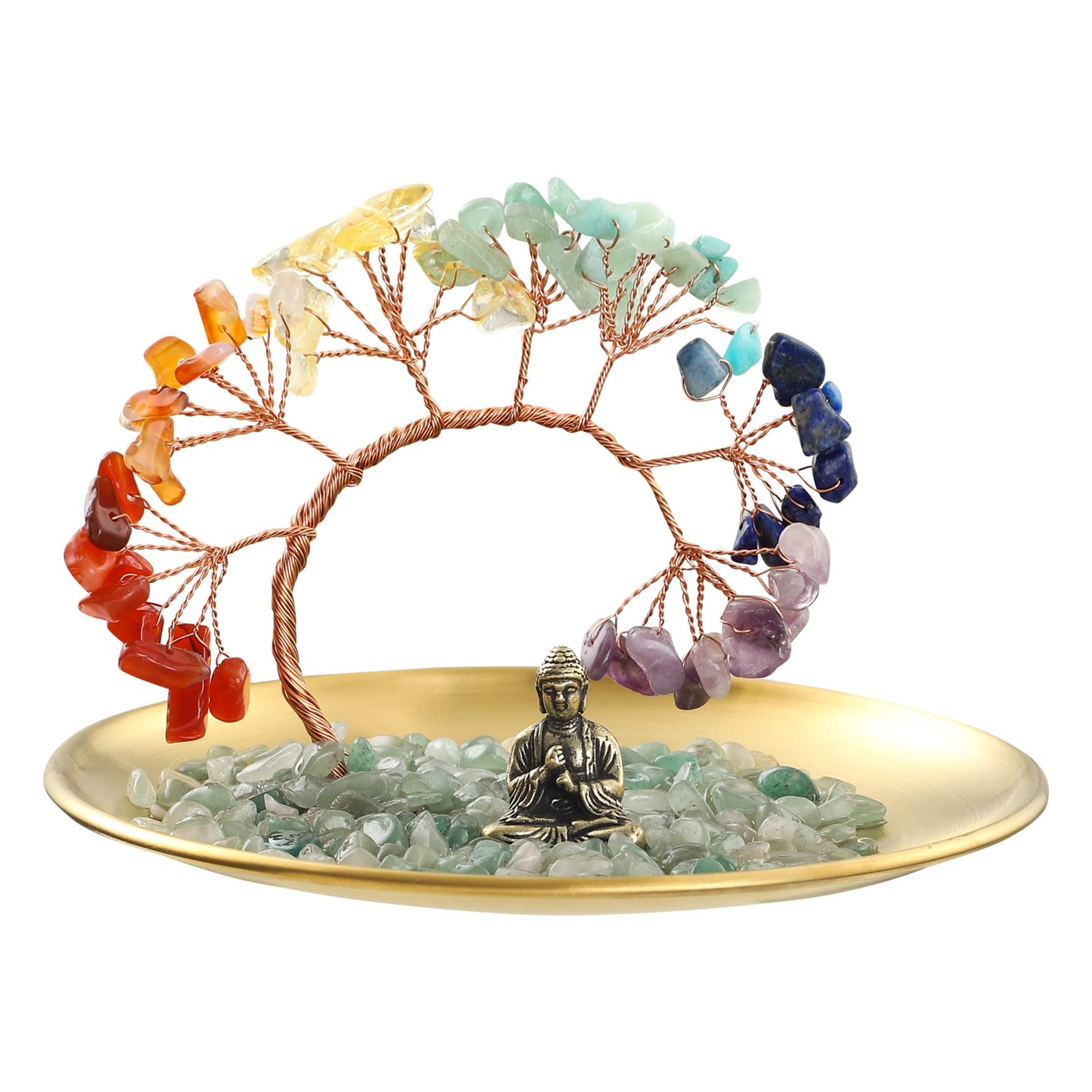 Amazon.com: 7 Chakra Crystal Tree - Buddha Statue - Money Tree for Wealth and Luck - Yoga Meditation and Home Decor - Shelf Decor Accents, Living Room Bedroom Office Decoration, Bookshelf Decor, TV Stand Decor : Home & Kitchen