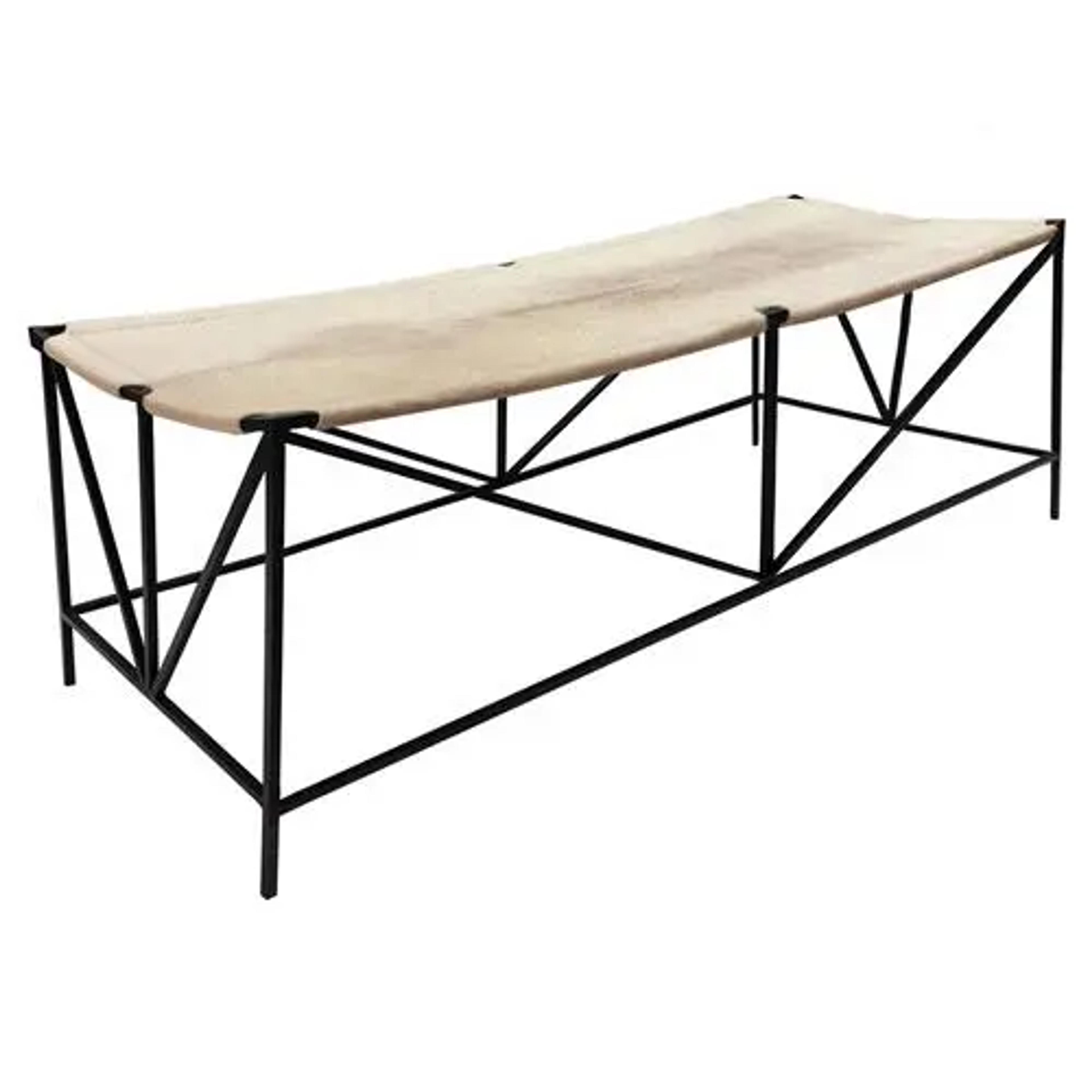 Oly Studio Darius Light Hide Antique Bronze Long Bench | Kathy Kuo Home