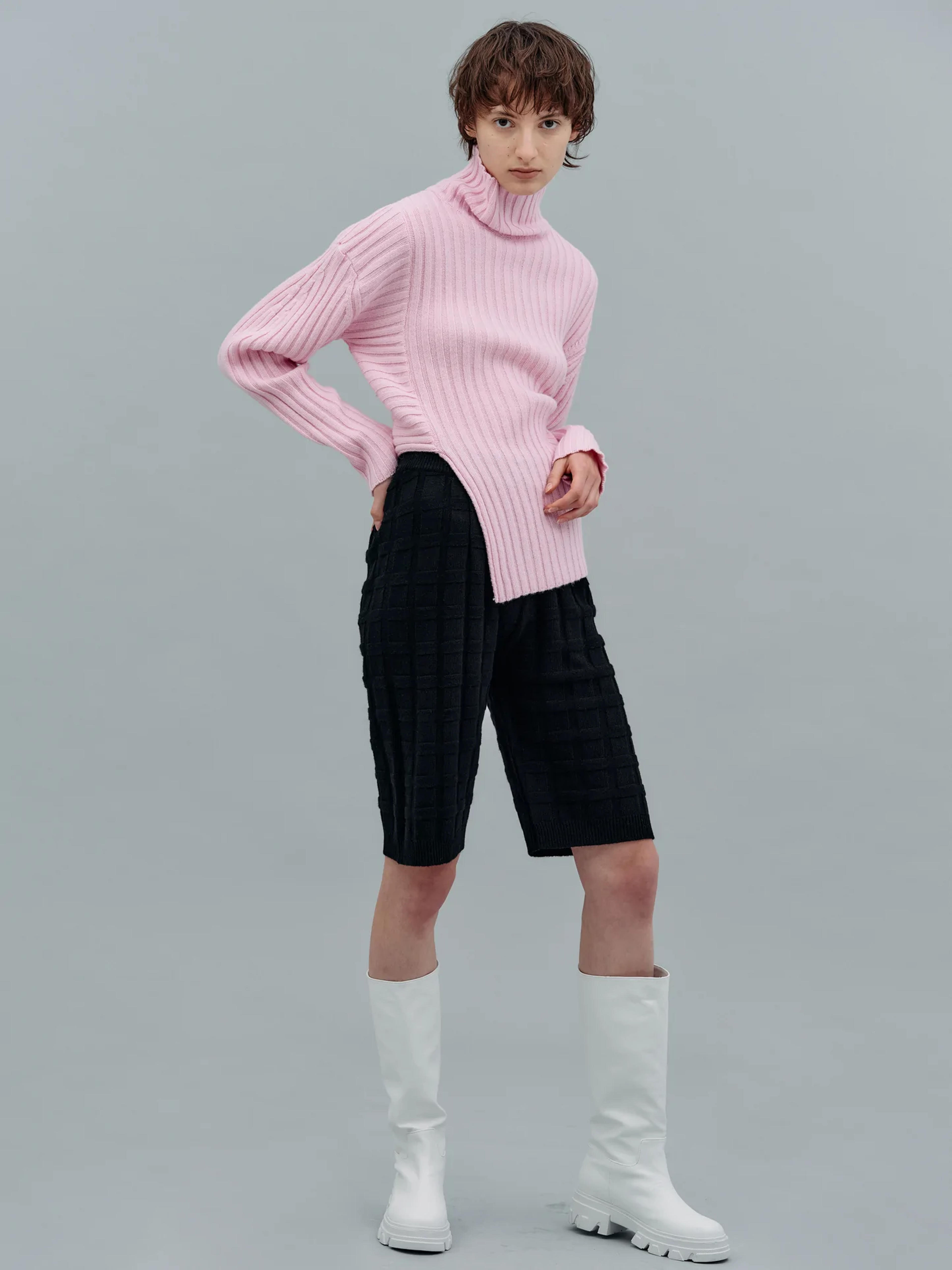 Deep Split Turtleneck Sweater, Peony – SourceUnknown