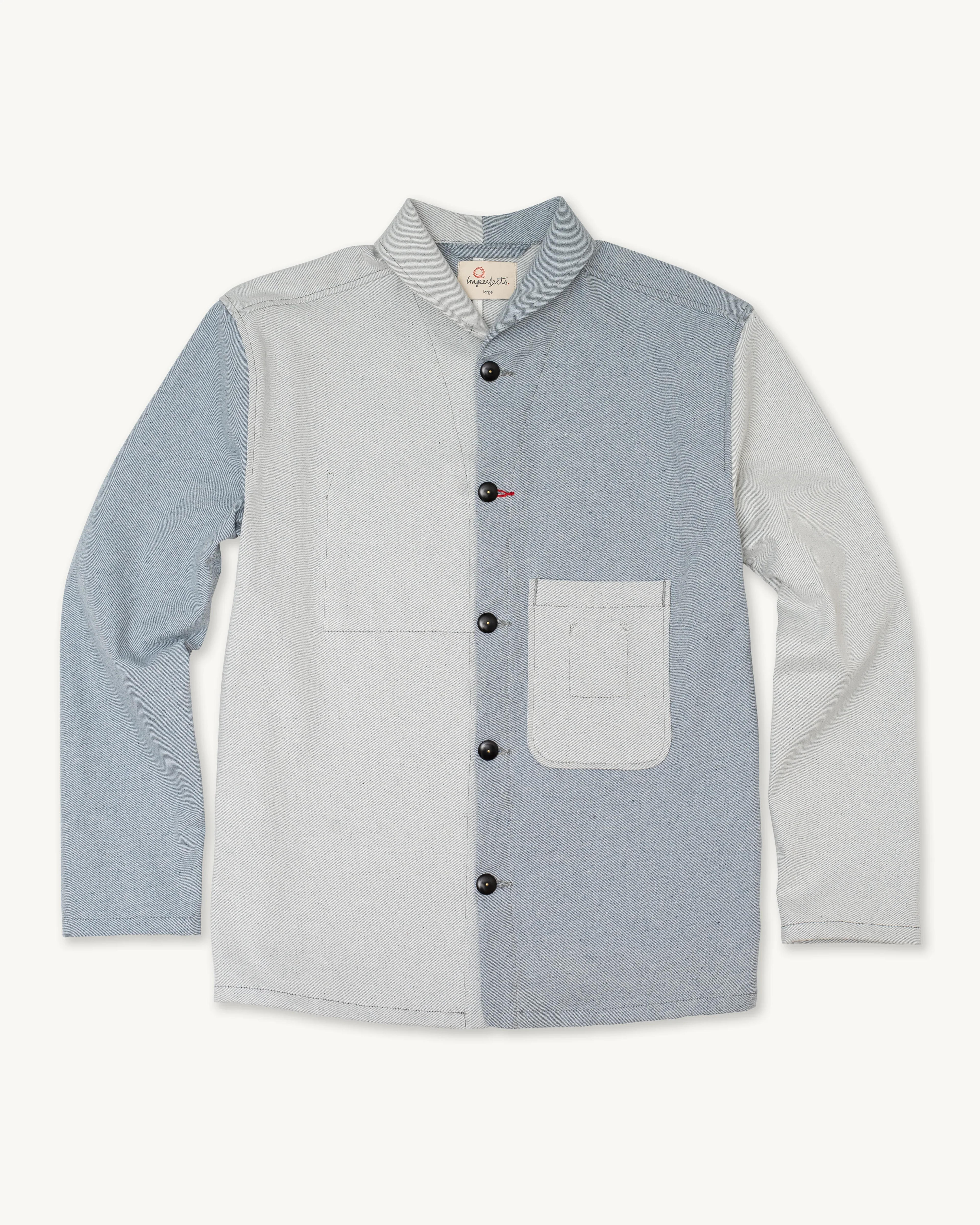 Shepherds Shirt in Mismatched Post Consumer Denim - M