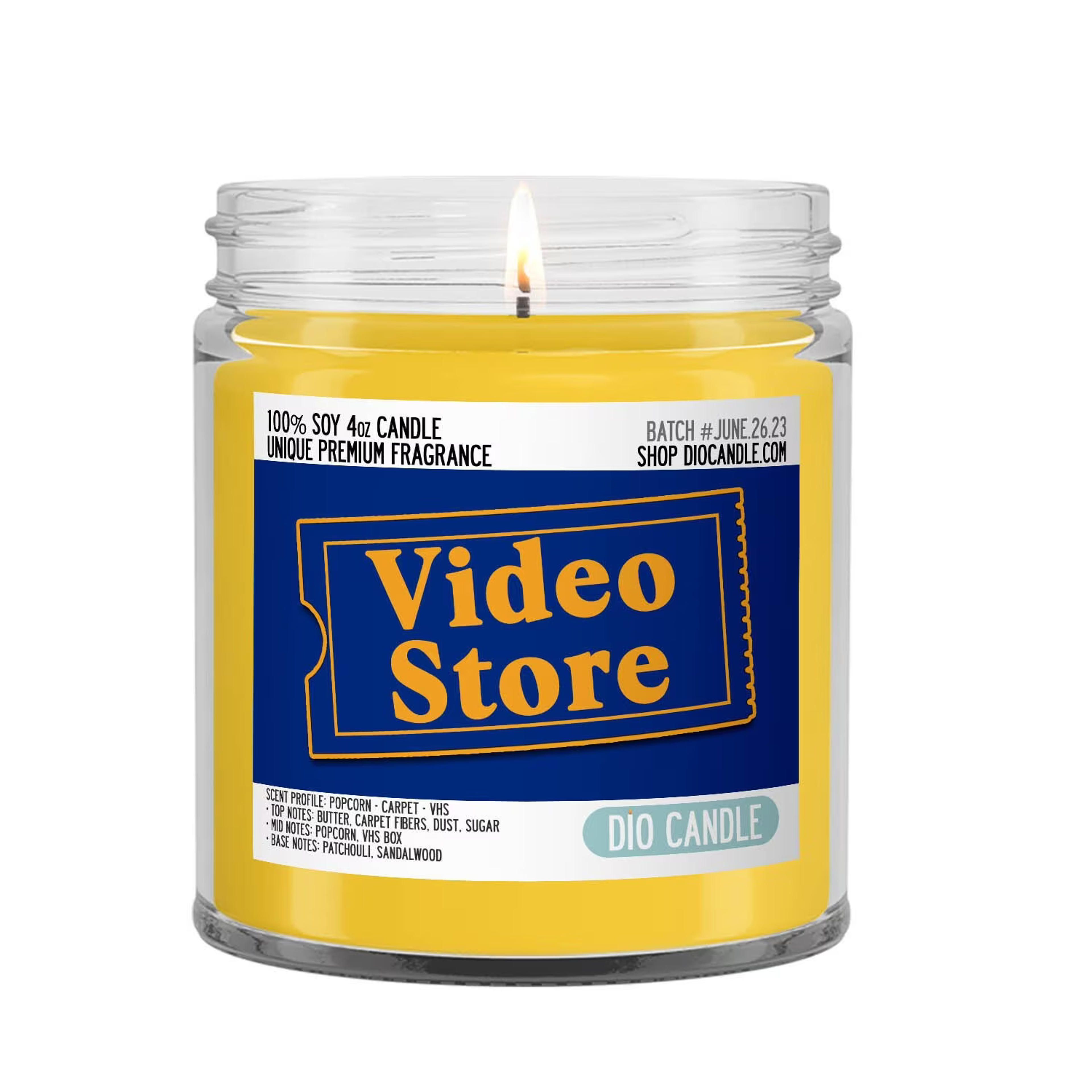 Video Store Scented Candle Smells Like VHS Carpet and