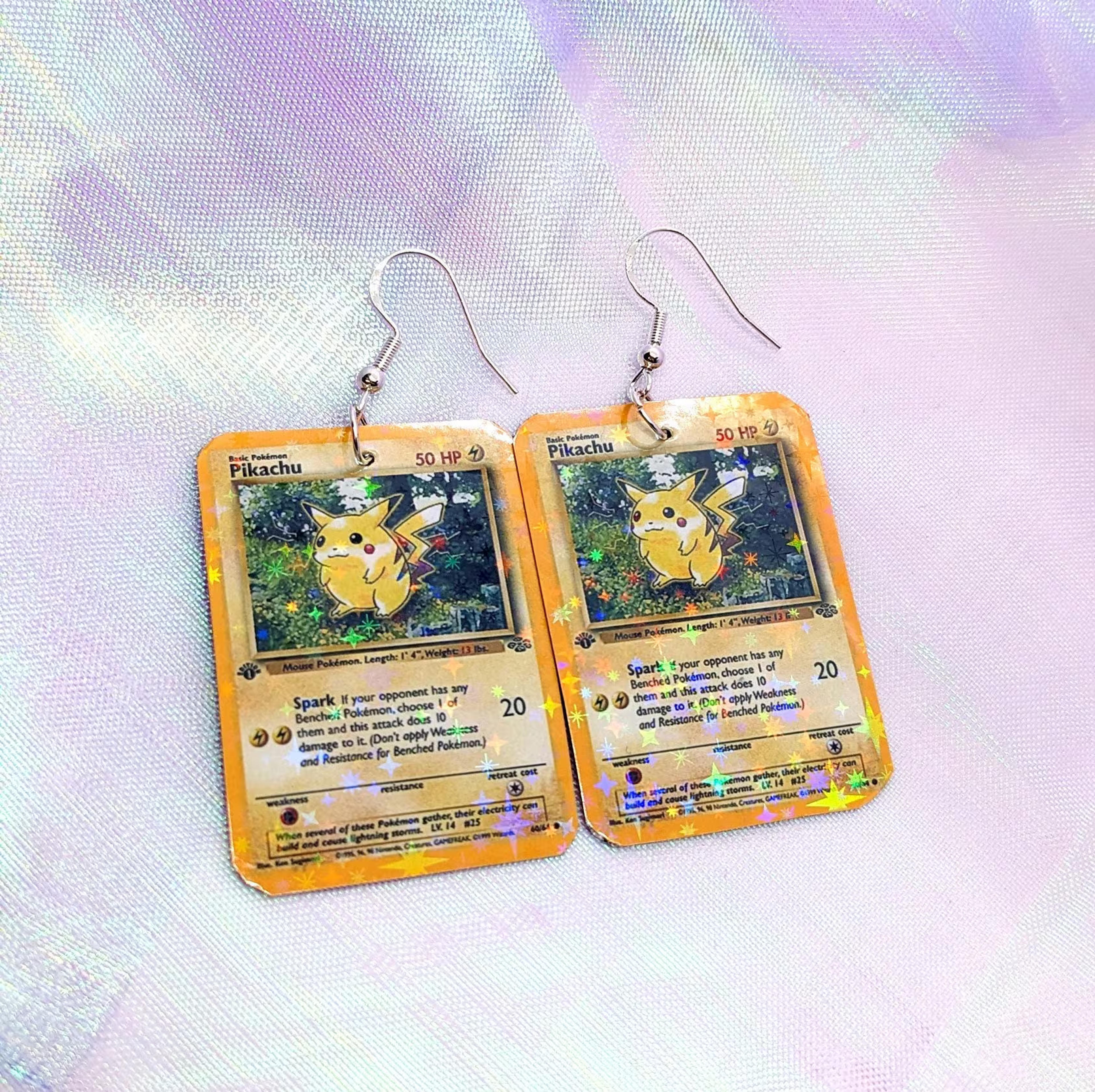 Rainbow Holographic Miniature Anime Card Earrings Christmas - Etsy UK