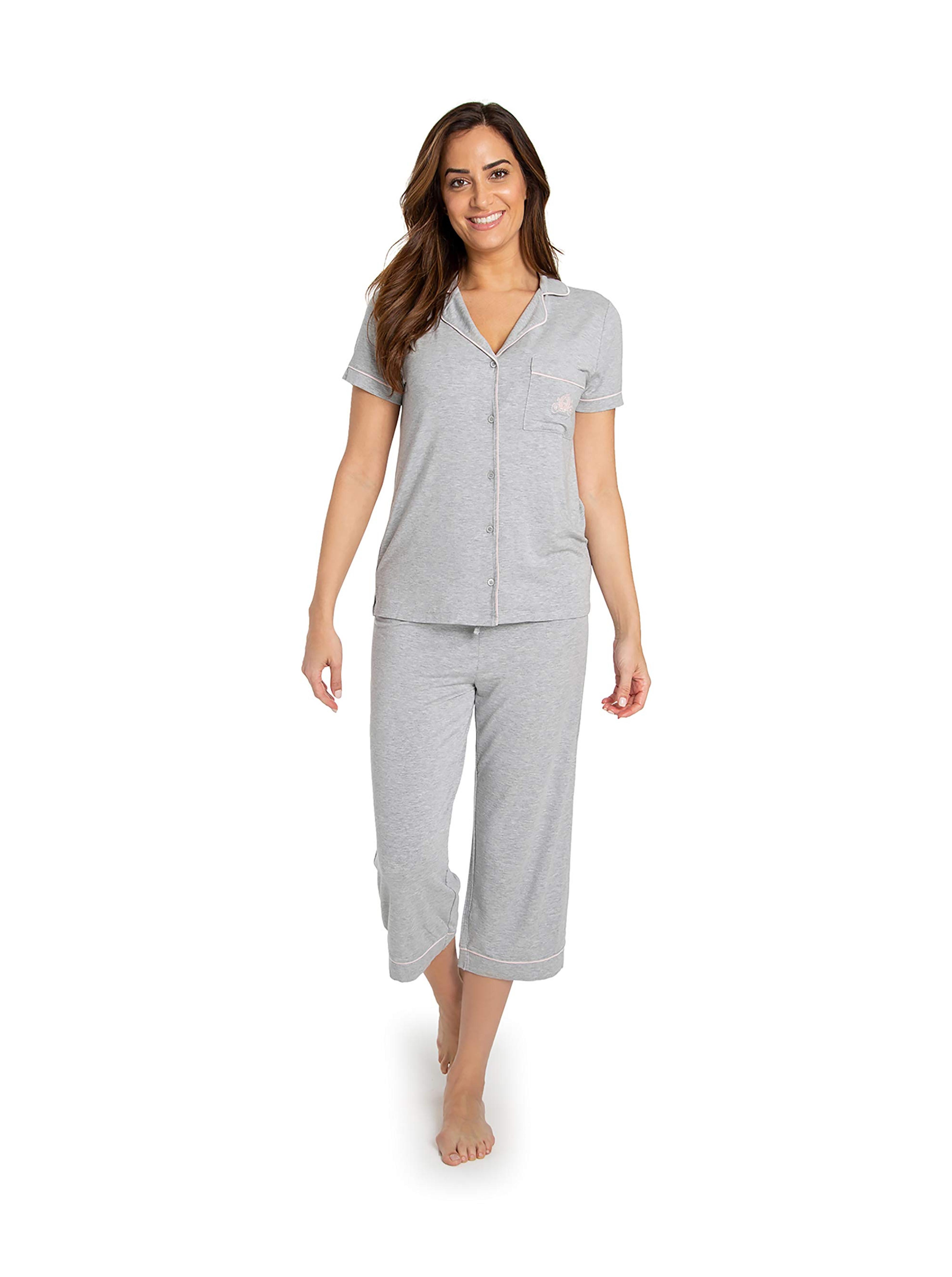 Barefoot Dreams Malibu Collection Disney Princess Women's Piped PJ Set-Gray at Amazon Women’s Clothing store