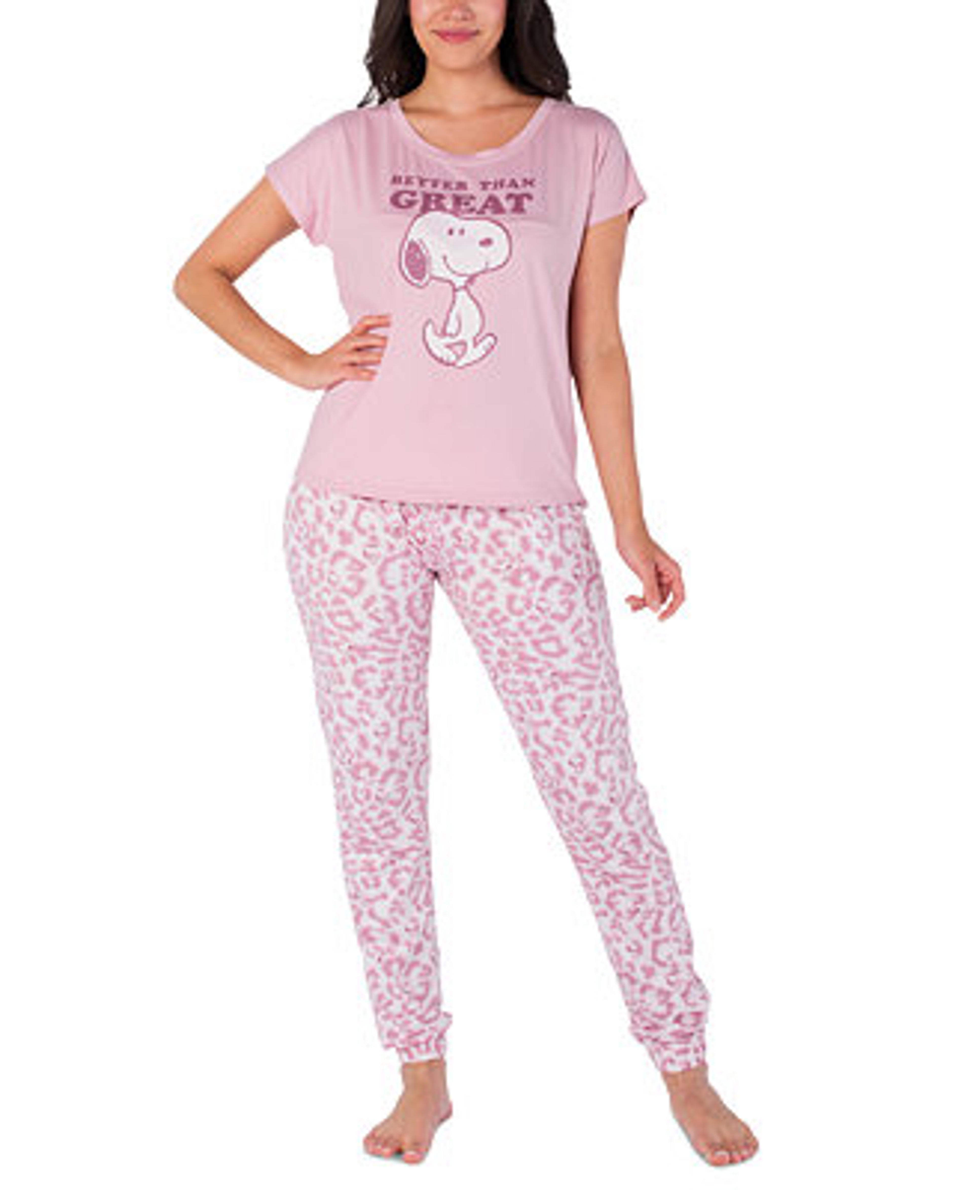 Munki Munki Women's Snoopy Leopard-Print Pajama Set & Reviews - All Pajamas, Robes & Loungewear - Women - Macy's