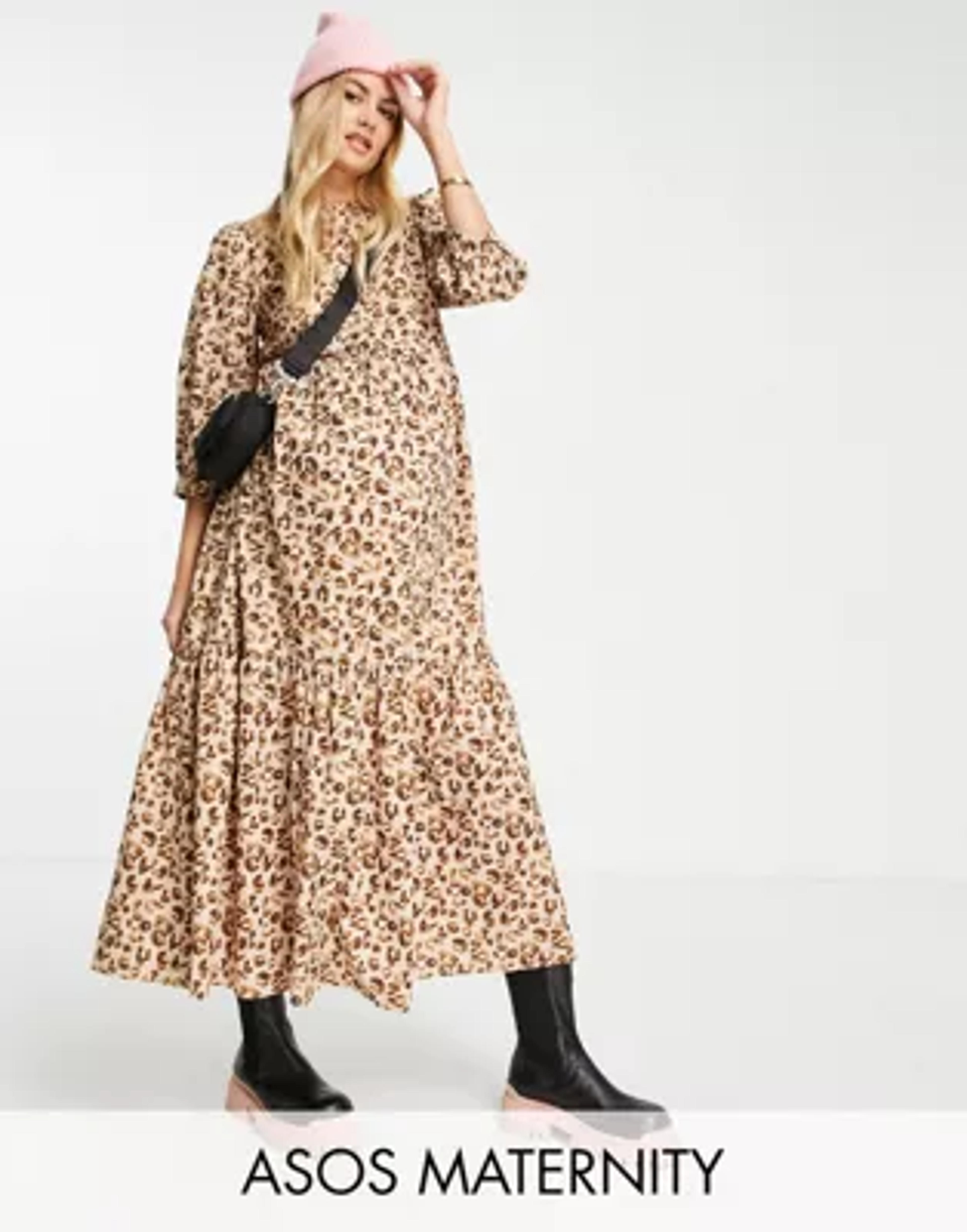 ASOS DESIGN Maternity tiered maxi dress in animal print | ASOS