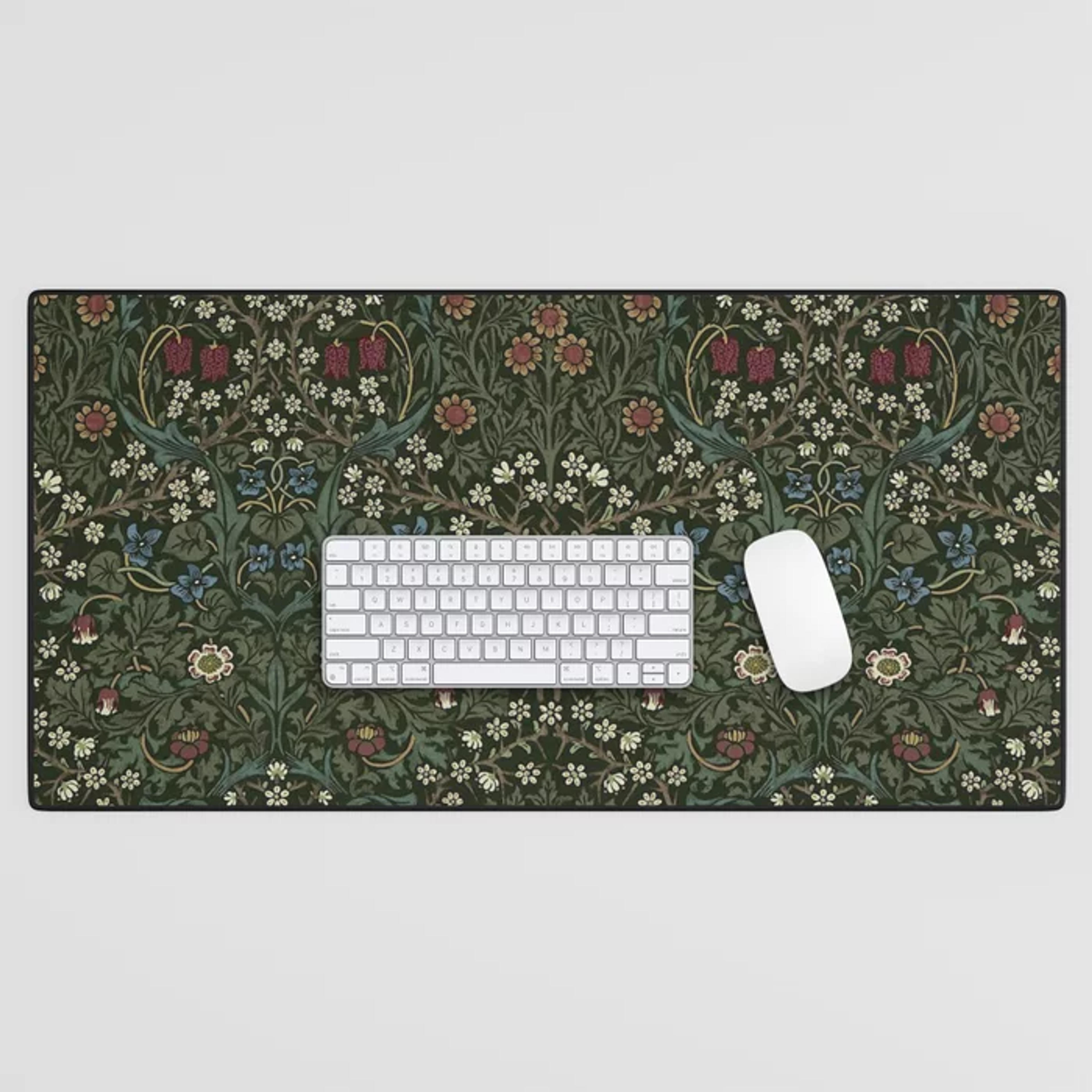 William Morris Vintage Blackthorn Green 1892 Desk Mat by Archipelago