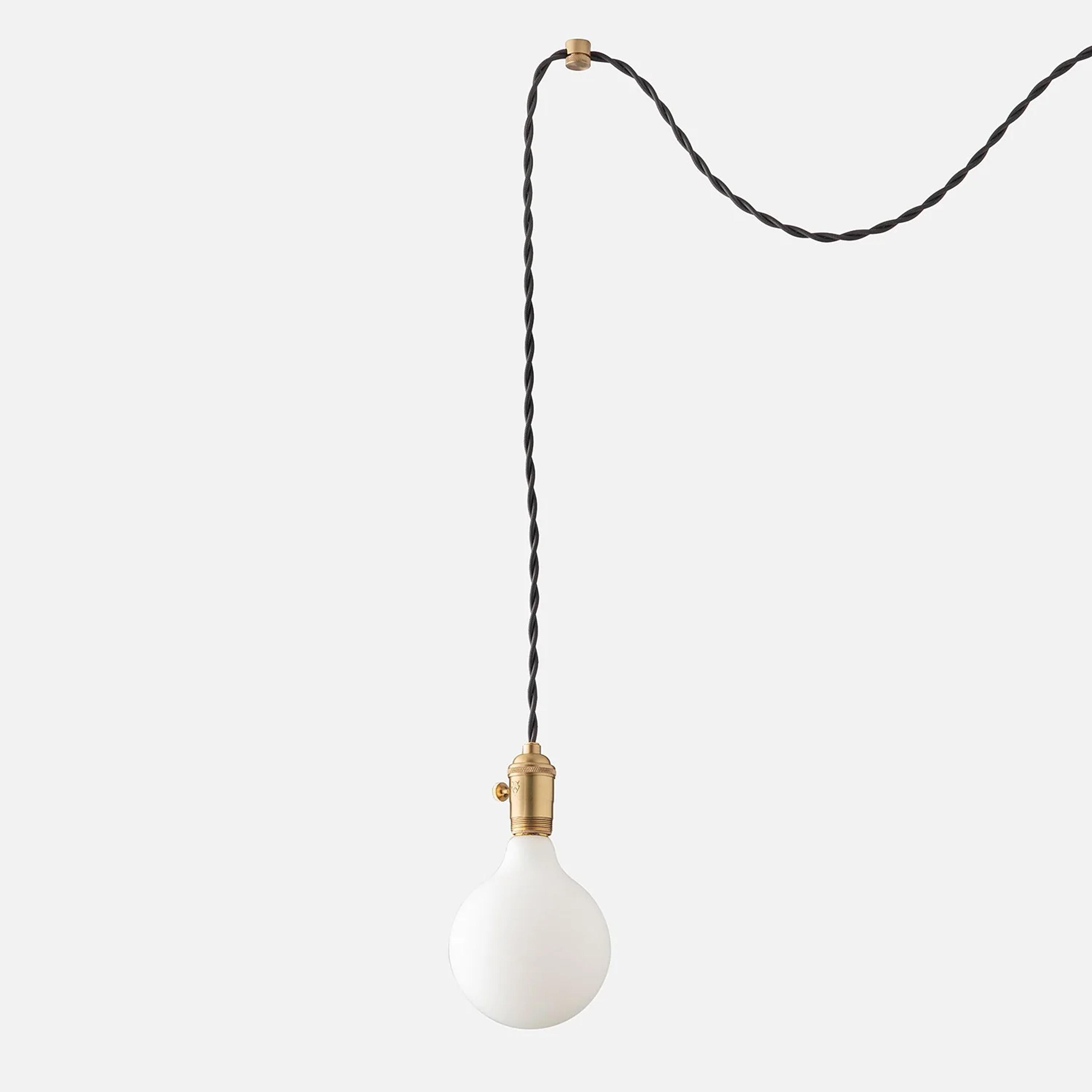Apartment Plug-In Pendant 2.25" - Natural Brass - Black Twisted